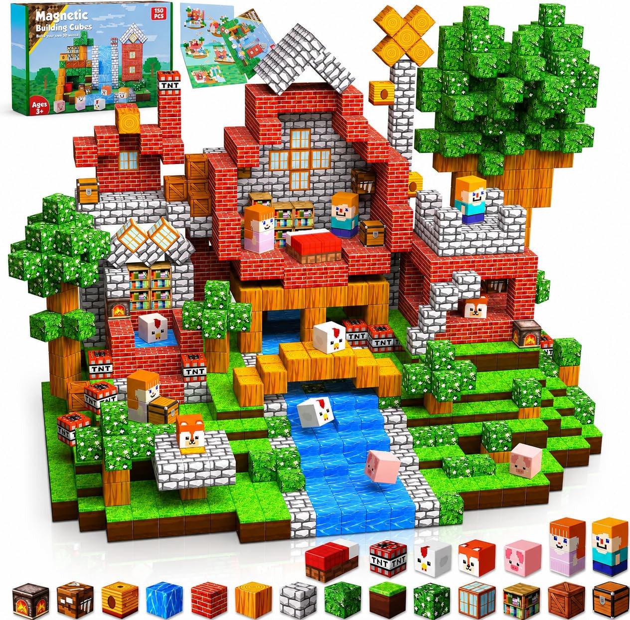 Goody King Magnetic Blocks|150PCS Building Blocks Set, 2cm, Red