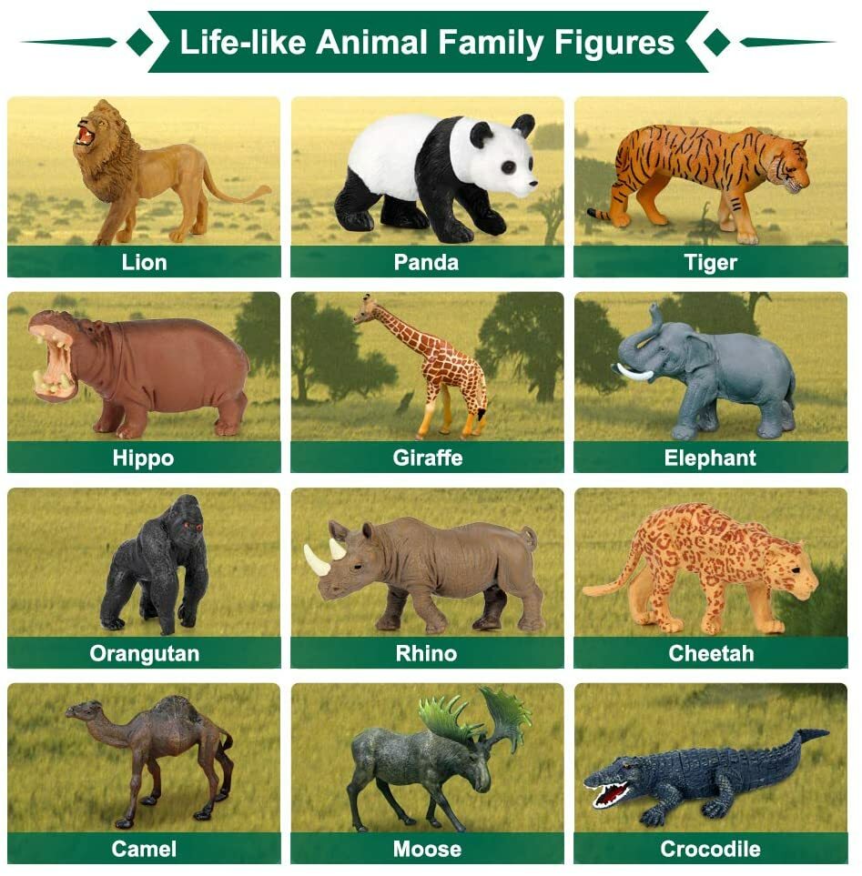 12pcs Jumbo Safari Animals Figures Zoo Animals Action Figure Play Set For Kids