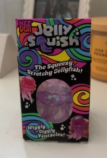 Nee Doh Jelly Squish Super Solid Squeezy Stretchy Jellyfish, Pink, Ages 3+