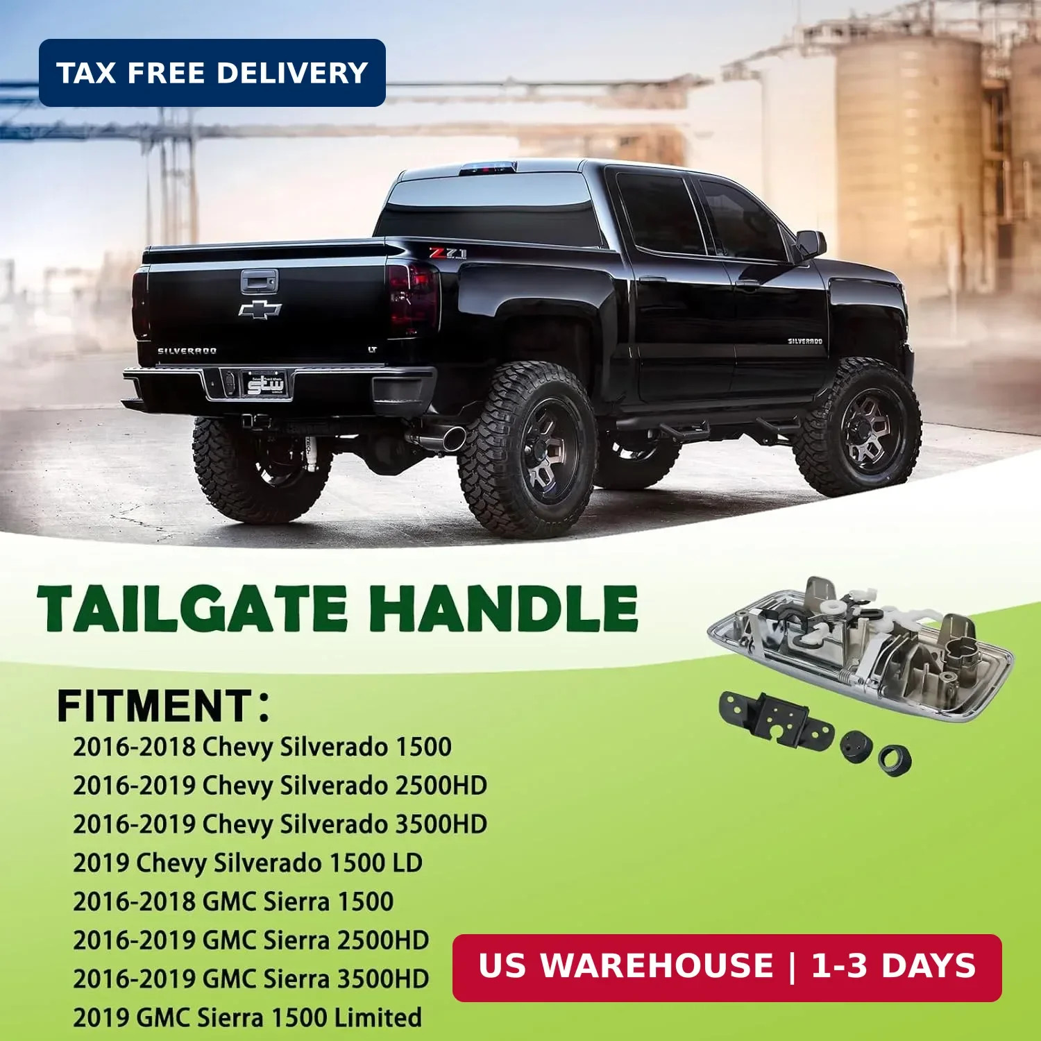 Tailgate Handle with Camera Hole Liftgate Latch Handle with Keyhole Fit for 2016