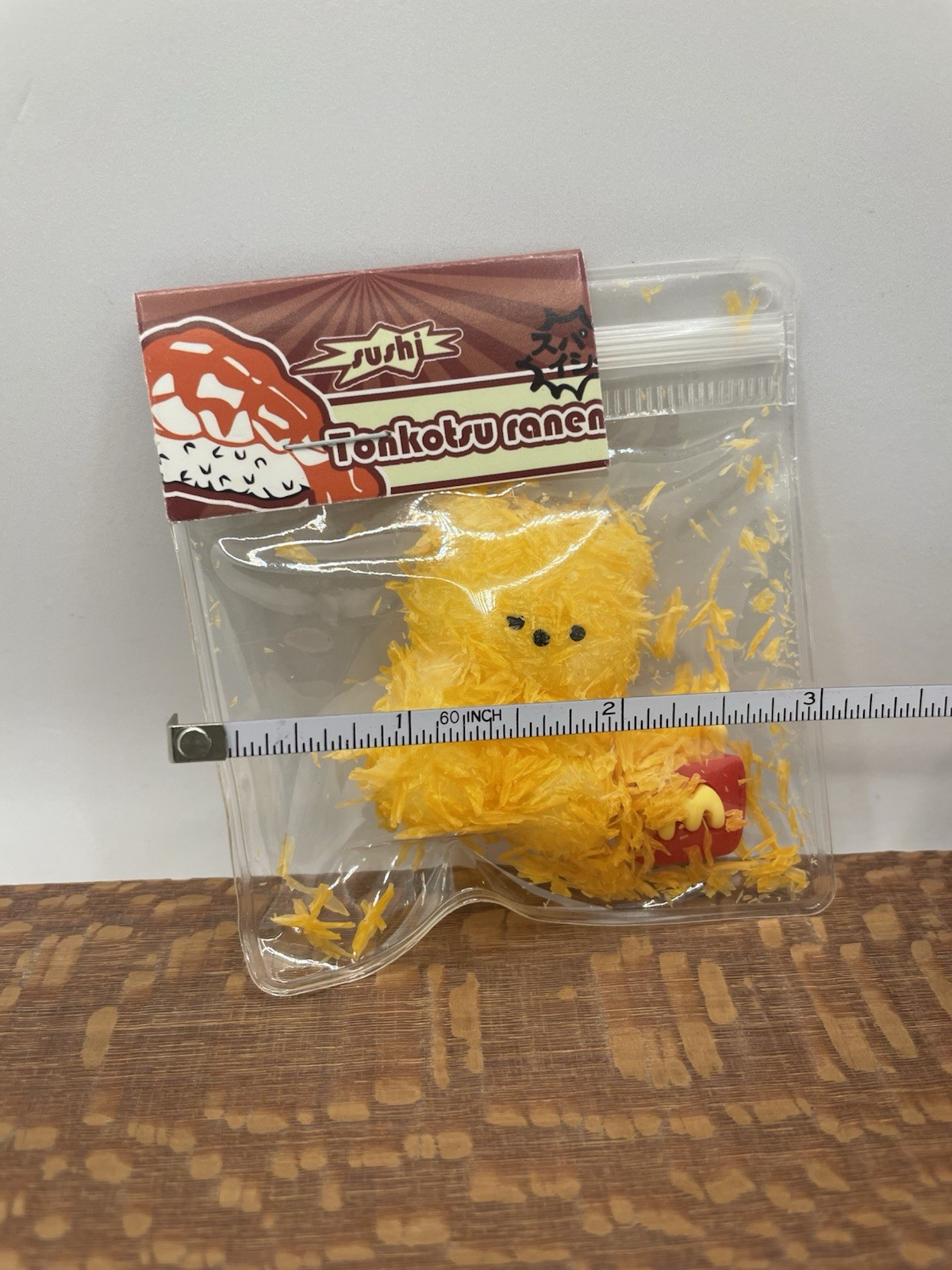Taba Squishy Mini Flocked Teddy Bear With French Fries! Tonkotsu Ranen. Tiny!