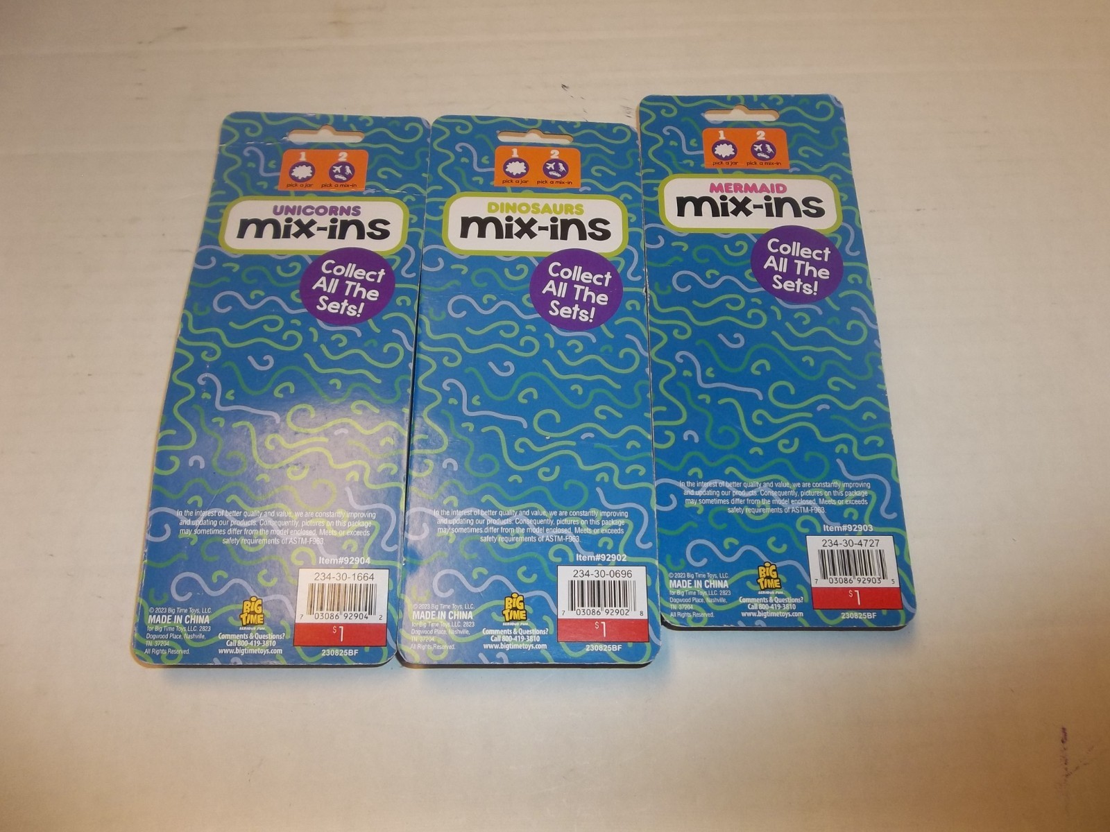 Big Time Mix-Ins Sensory Bin Mix Set of 3 Dinosaurs Unicorns Mermaids