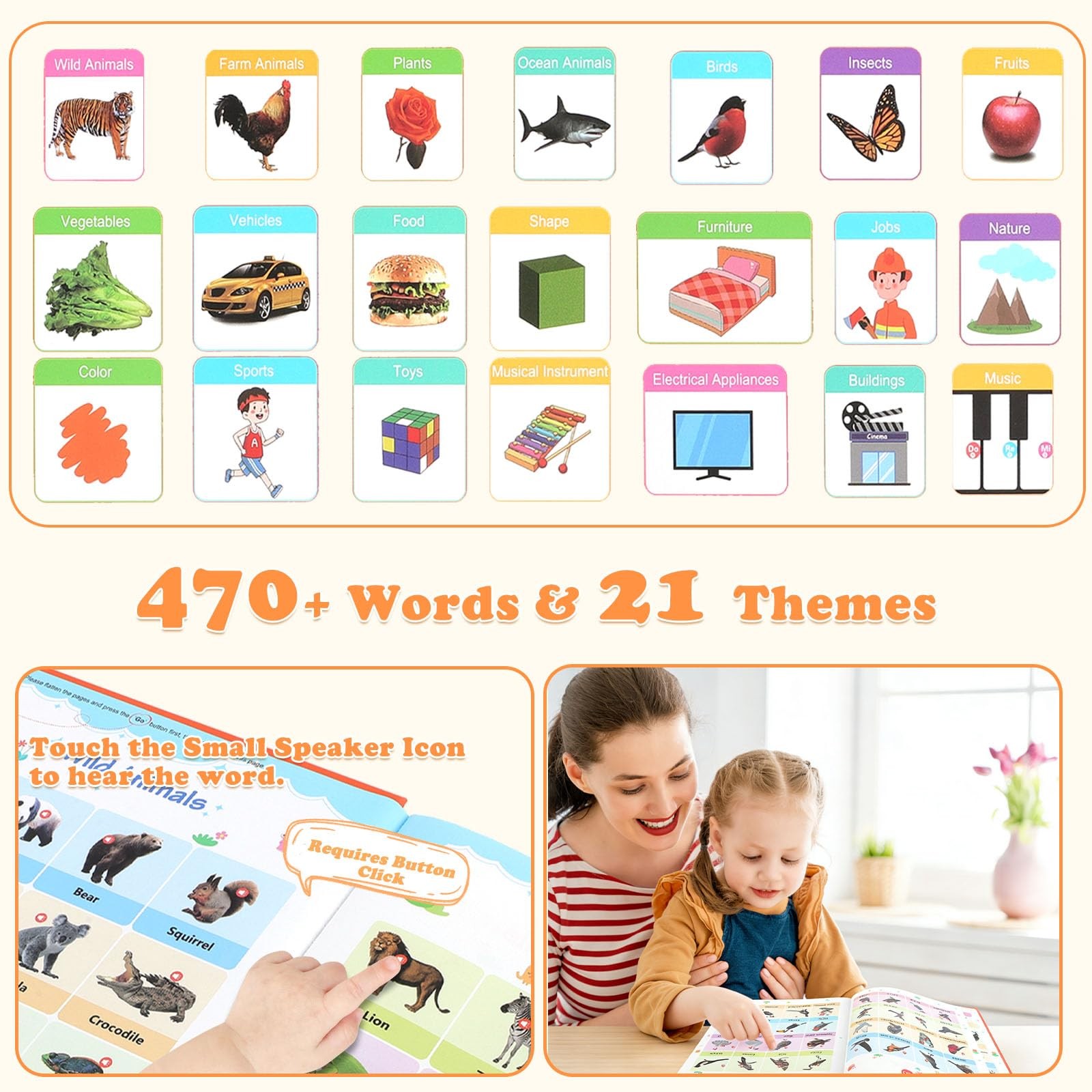 My First English Words Sound Book for Kids Ages 3-6, Interactive Toddler Book…