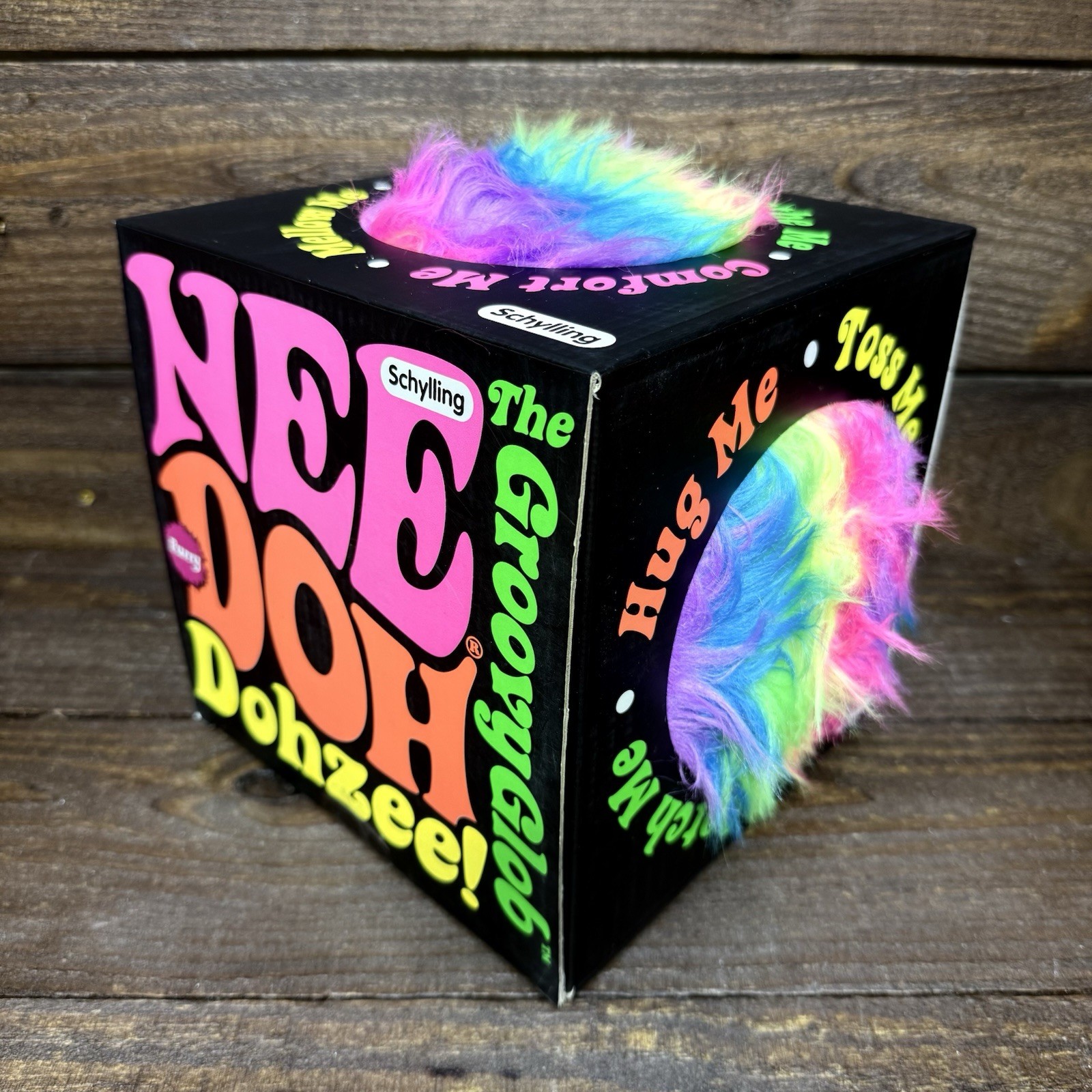 NEW Rare Needoh Dohzee Groovy Glob 7.5″ Furry Ball Pillow Rainbow Plush IN BOX