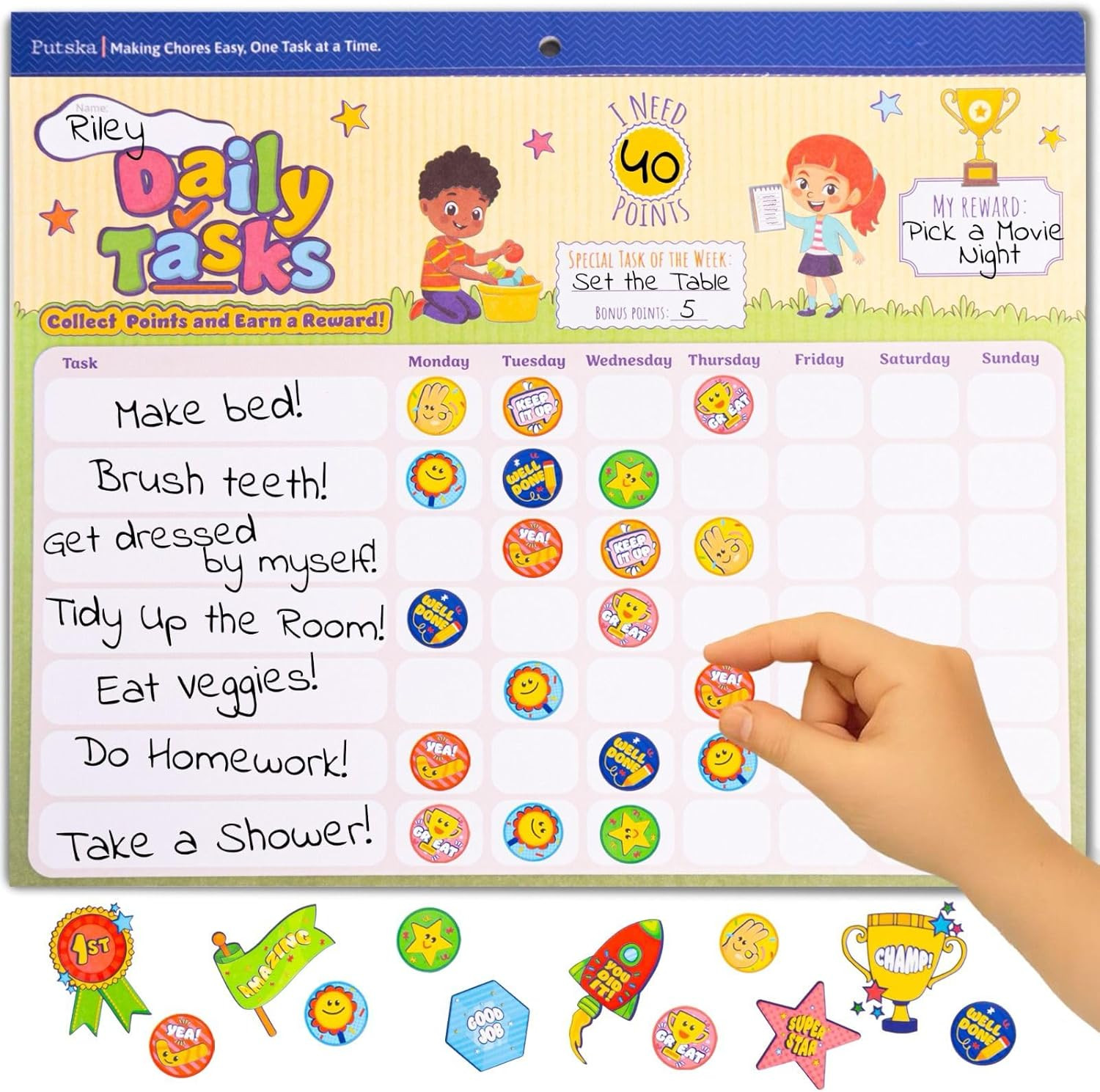 Behavior Reward Chart for Kids – Includes 26 Chore Charts & 1528 Stickers – M…