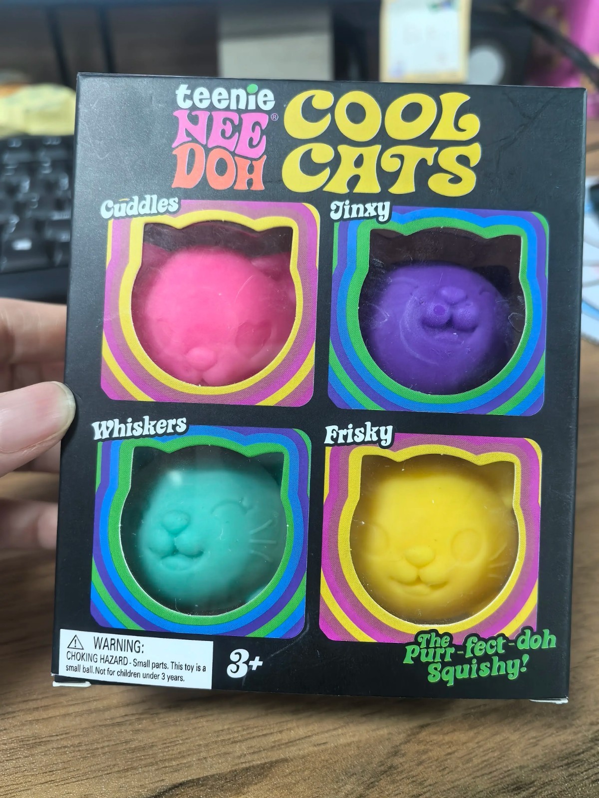 NeeDoh Teenie Cool Cats 3 Pack Mini Cat Fidget Toys Soft Squishy Stress Relief S