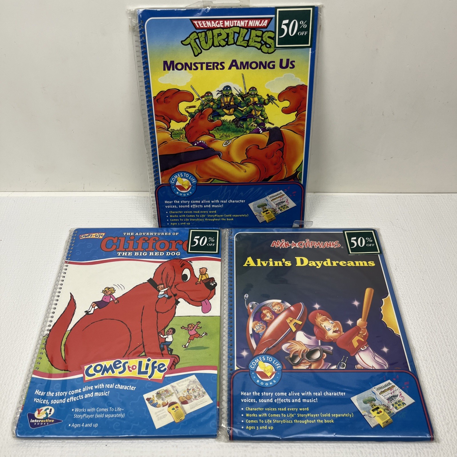 VTG TMNT Clifford Alvin Chipmunks SEALED Interactive Comes to Life Books Lot