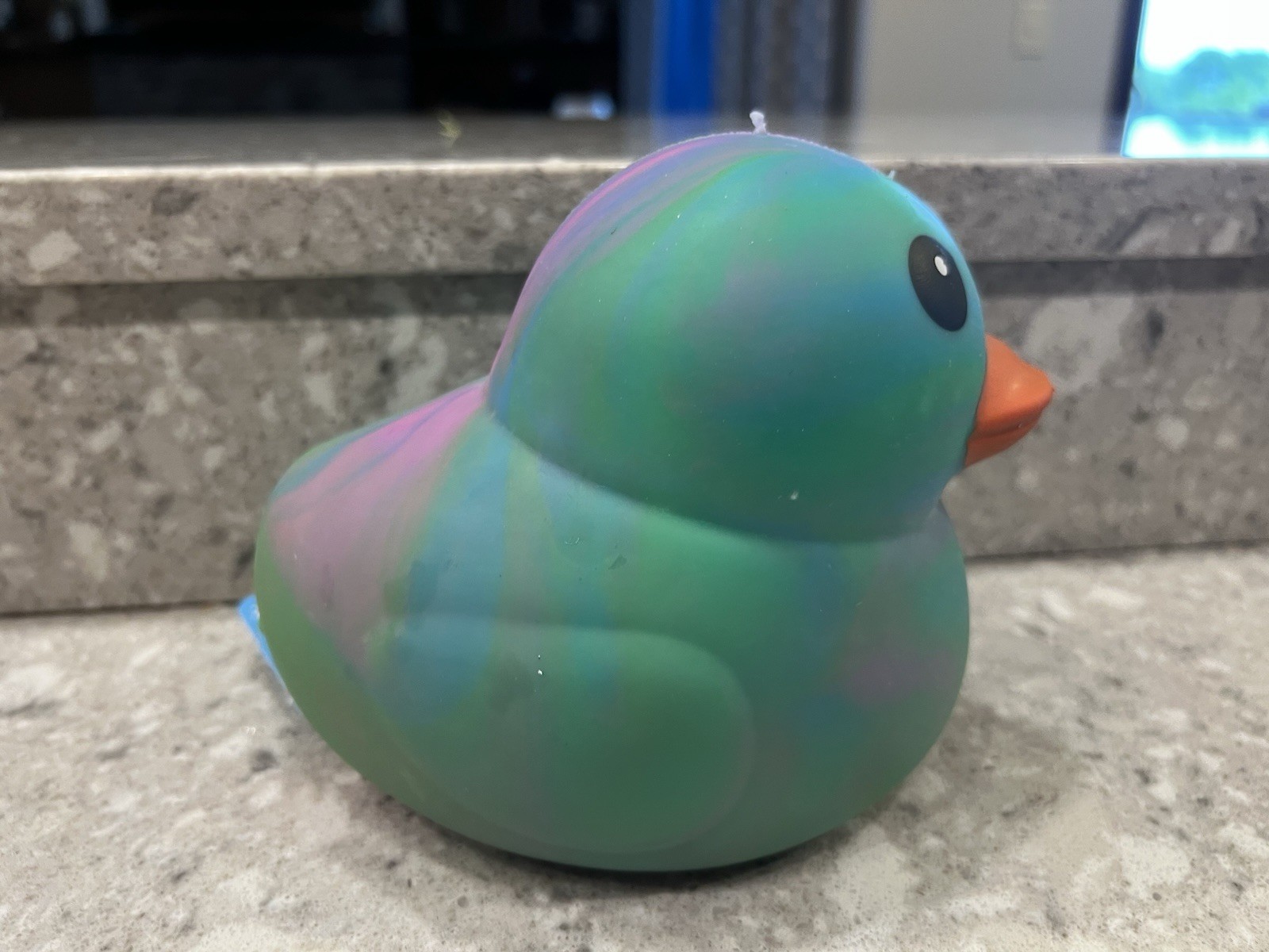 New Rainbow Tie-dye Jumbo Squeeezy Multicolor Duck Squishy Blue Green Purple