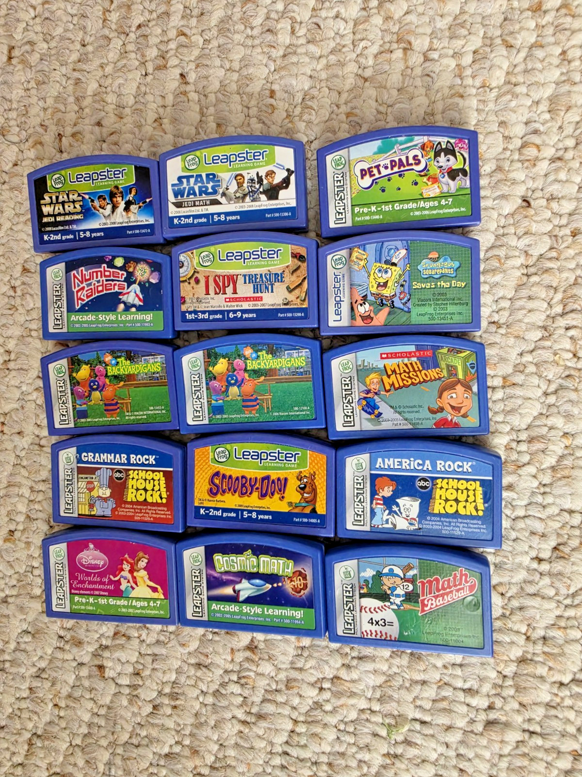 Lot of 15 LeapFrog Leapster Assorted Learning Game Cartridges – Ages 4-8+ Tested