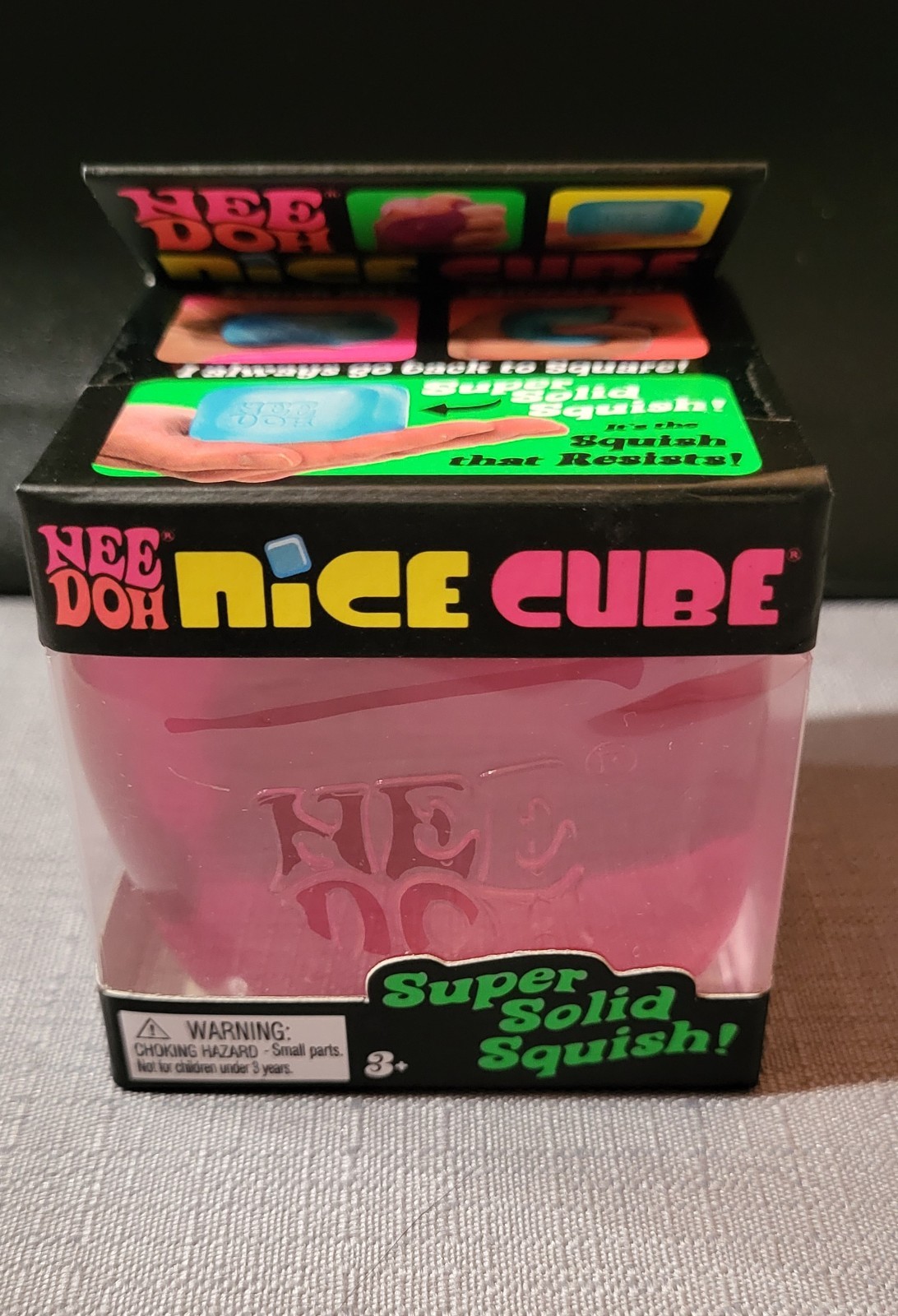 NeeDoh Nice Cube Super Solid Squish Tactile Squeeze Toy, Blue/Pink