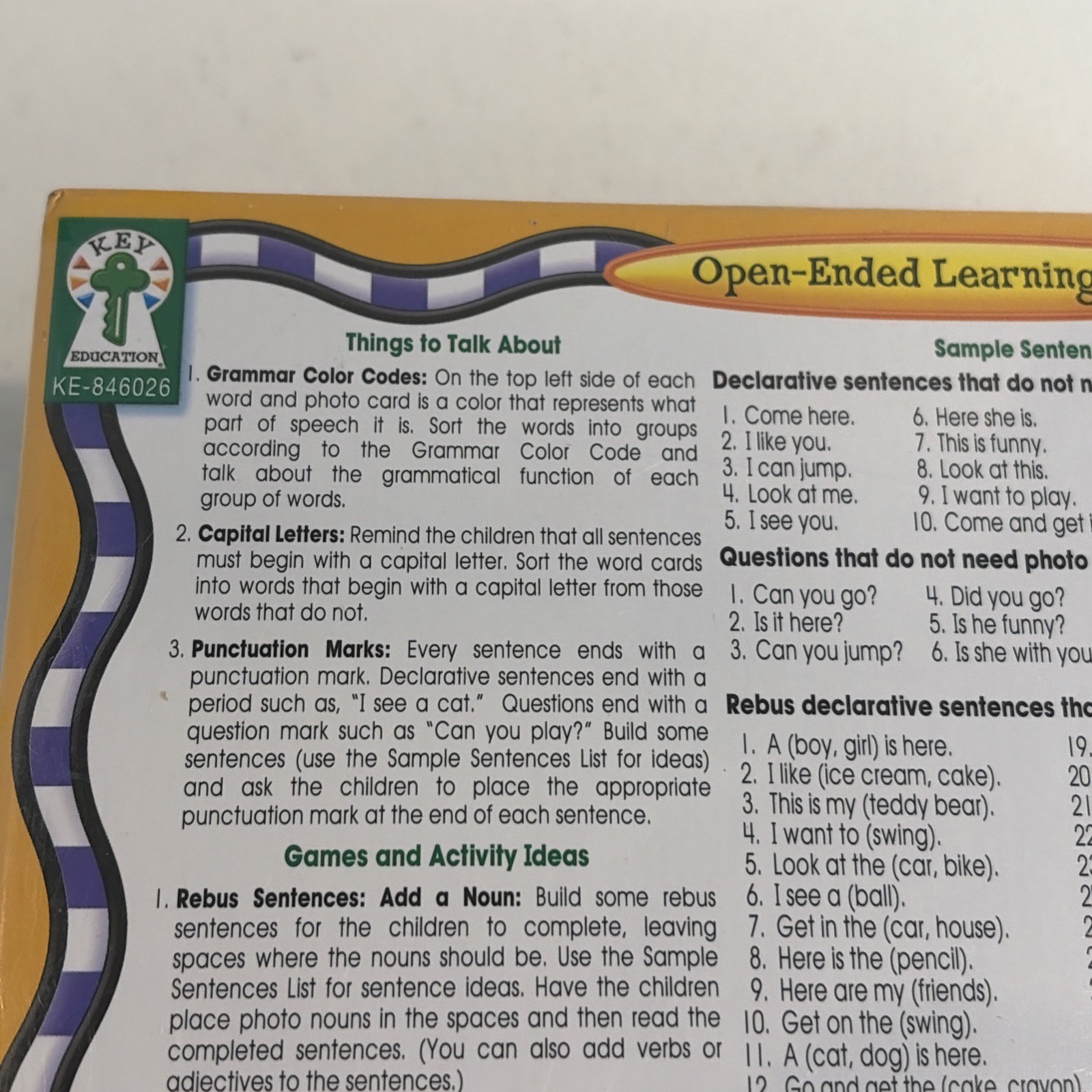 Key Education Sentence Building Grade Level K, 1, 2 Early Learning Homeschool
