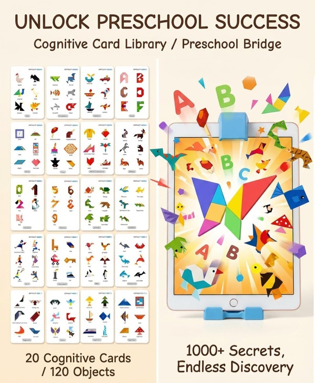 STEM Toys for Kids Ages 4-6, AR Tangram Puzzles with 1000+ Combinations
