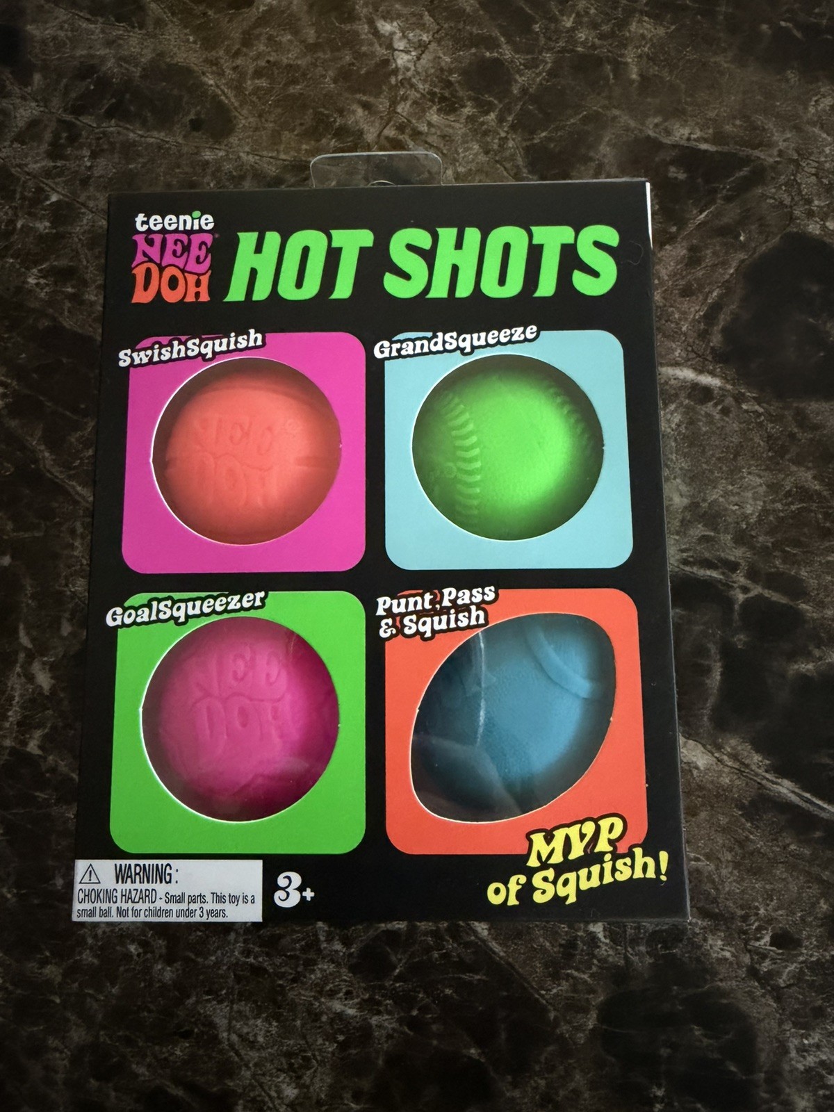 NeeDoh Hot Shots Squeeze Toy Set, 4 Pack – Orange, Green, Pink, Blue