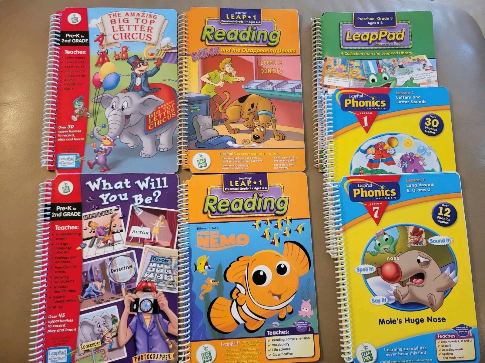 Lot of 7 LeapFrog LeapPad PreK-3 BOOKS ONLY Ages 4-8 Reading, Phonics…