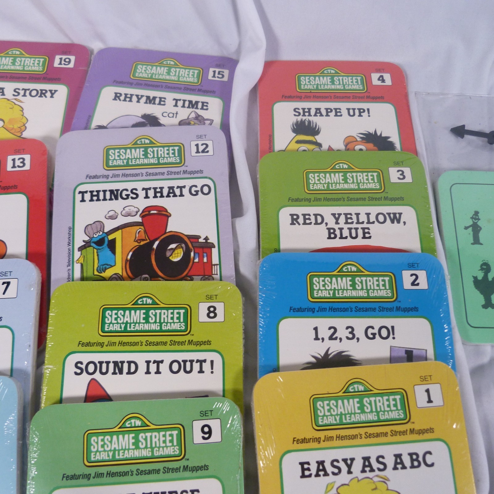Sesame Street Early Learning Games Card Set-20 w/Dividers & Case 1989 unopened