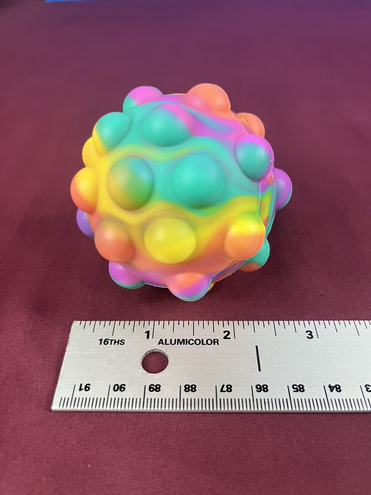 2 1/2” 3D Rubber Fidget Ball Tie Dye Multi Color Adult/Child Sensory Toy