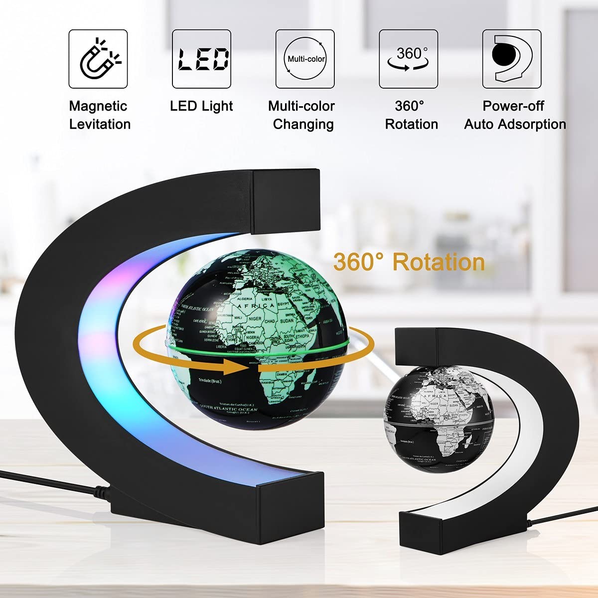 Levitating Globe, Magnetic Floating Globes with Multi-colors Multi-color