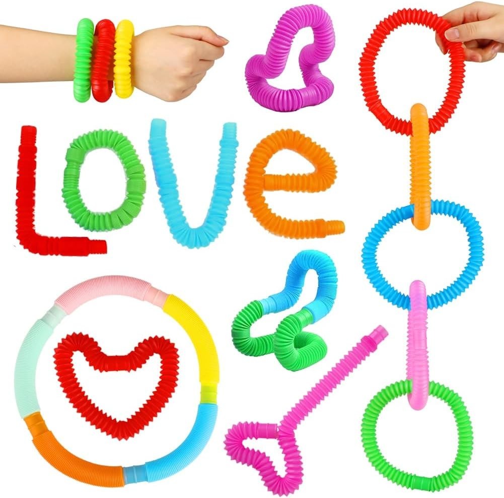 Fun 52 Piece Pop Tubes Set – Sensory Fidget Toys & Party Goodie Bag Fillers