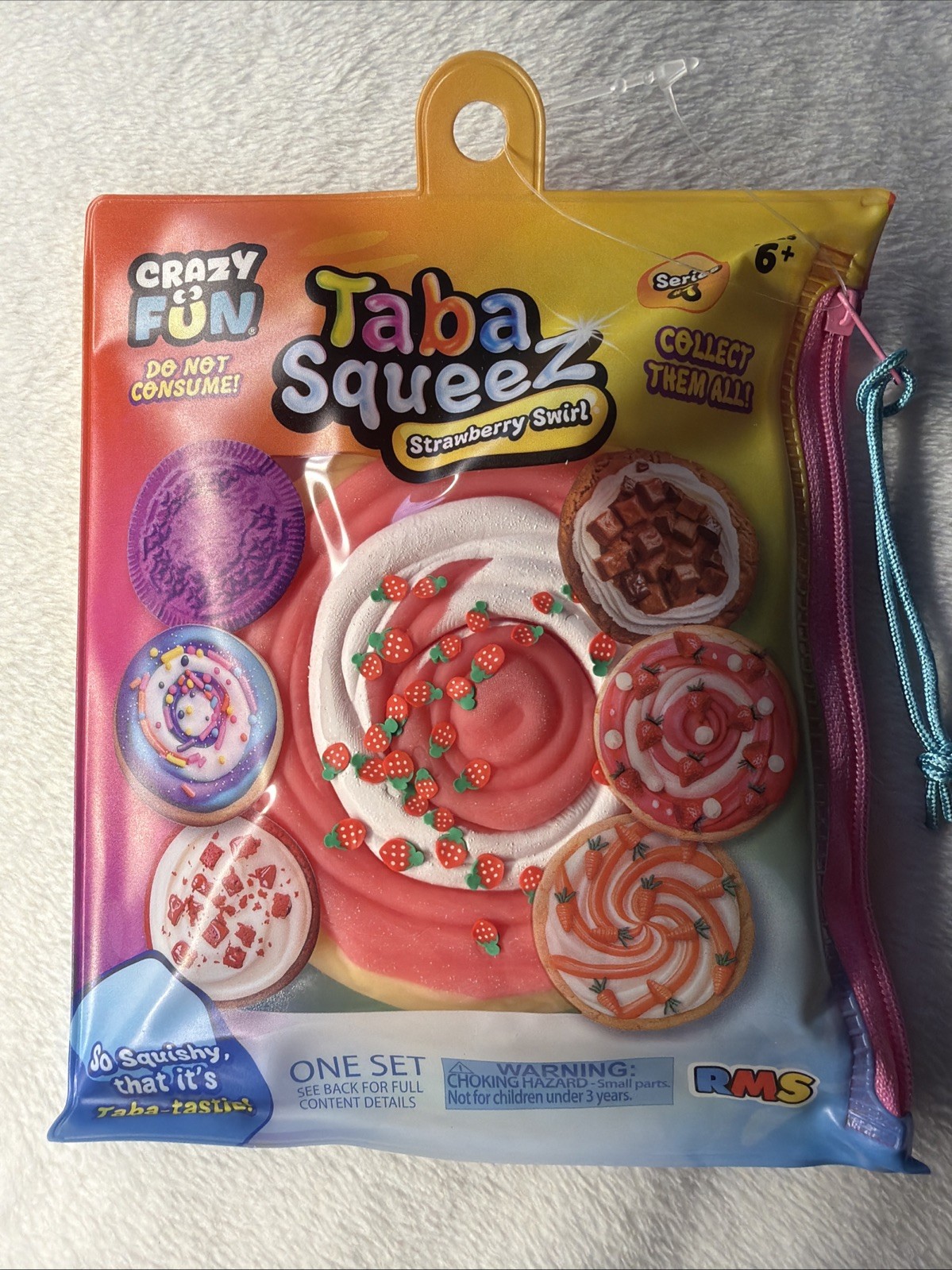 Crazy Fun Taba Squeez Series 1 Strawberry SwirlCookie Squishy Toy Sensory Fidget