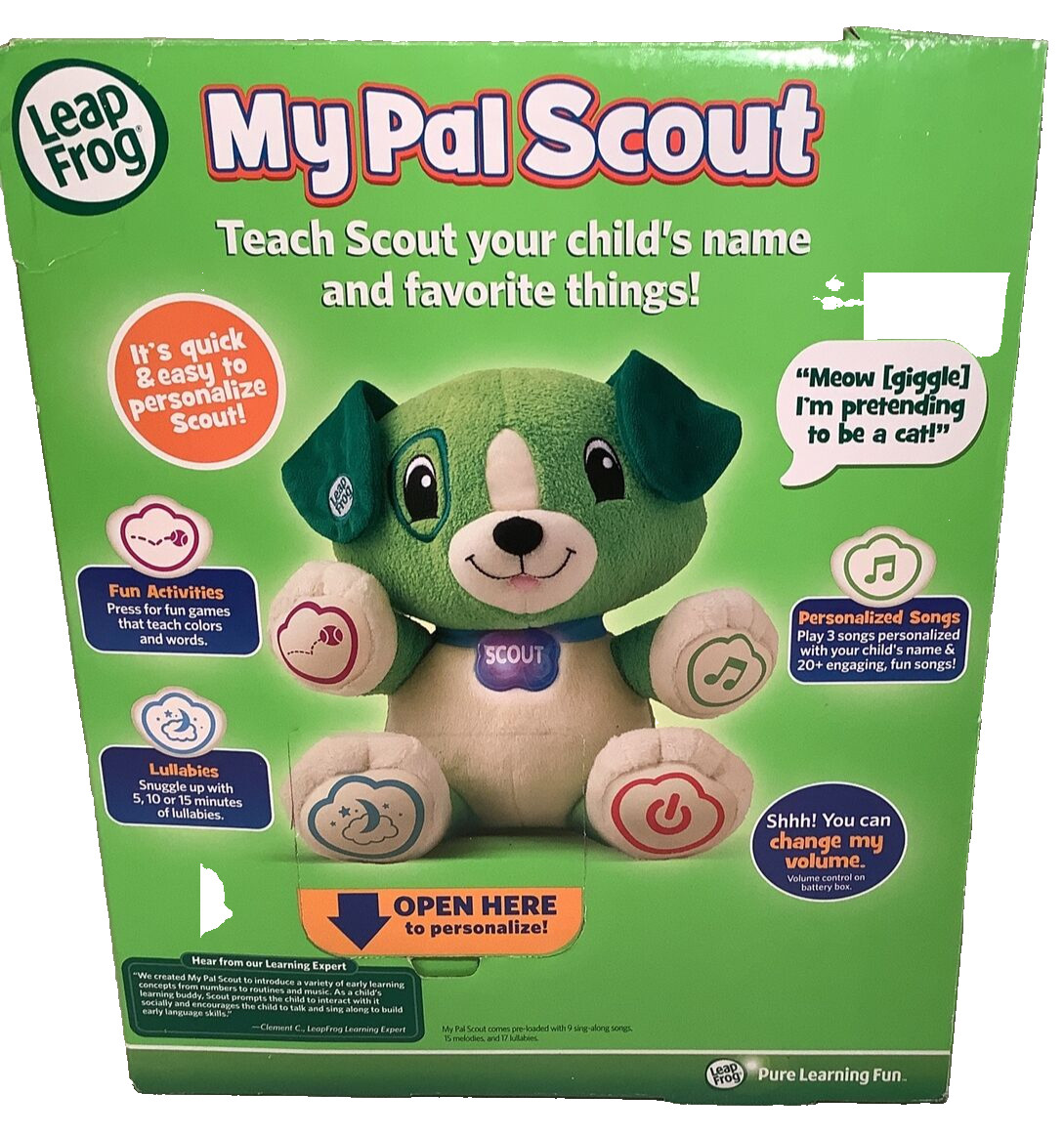 LeapFrog My Pal Scout Puppy – Green 3-36 Months, Activities & Songs NOS 2014!!🐶
