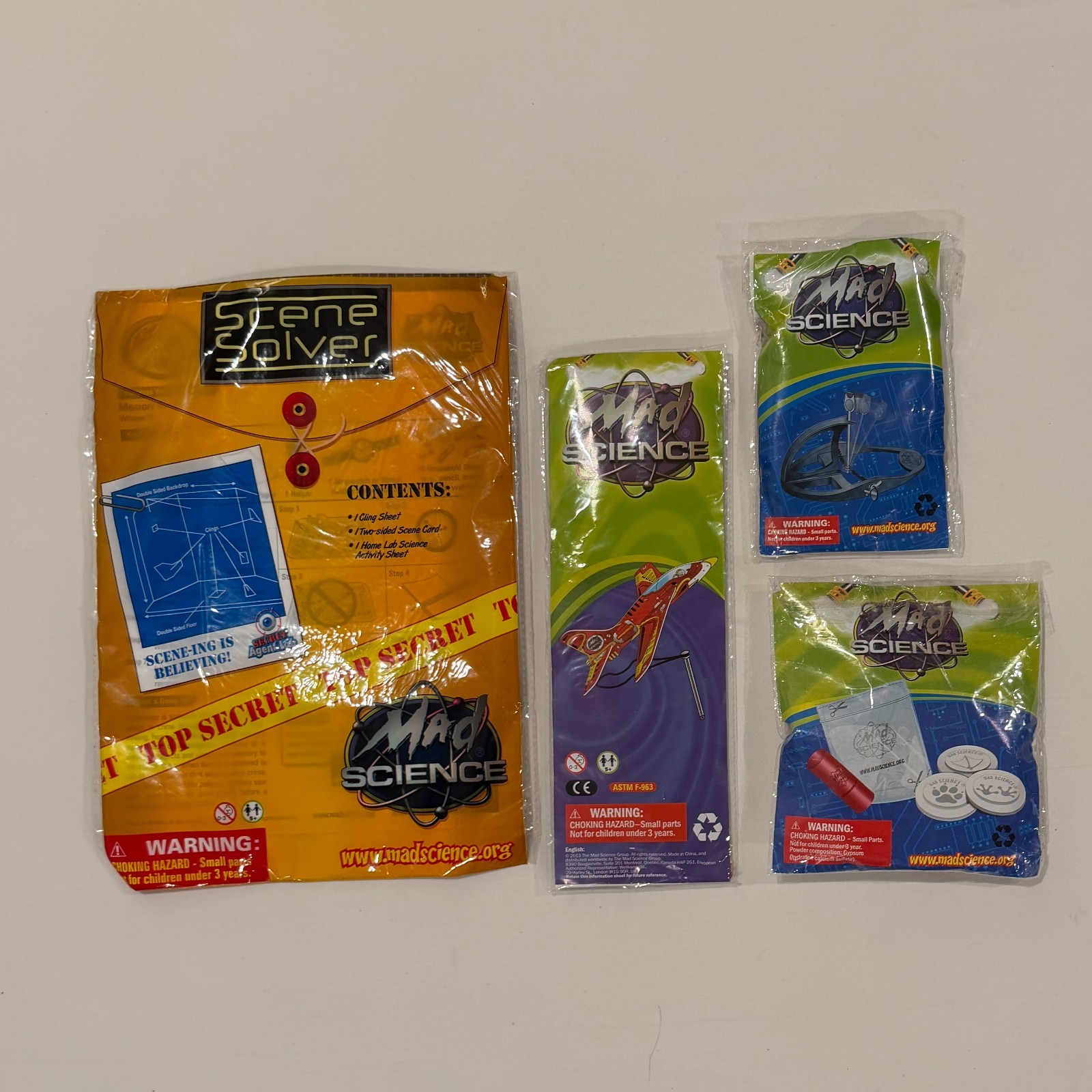 STEM Projects Kids NWT Mad Science Kit 4pc LOT Airplane, Catapult, Plaster, etc.