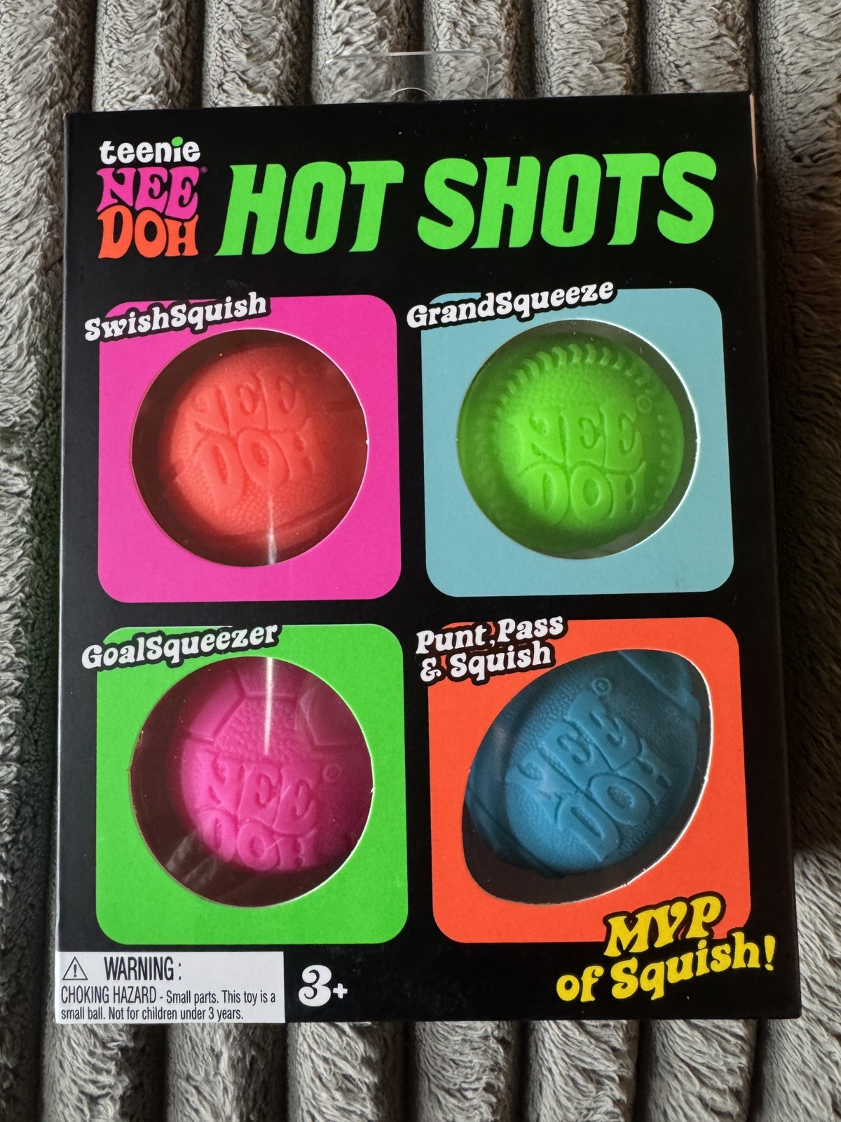 Brand New Teenie NeeDoh Hot Shots Assorted Ball Squish Toys 4 Pieces, Ships FAST