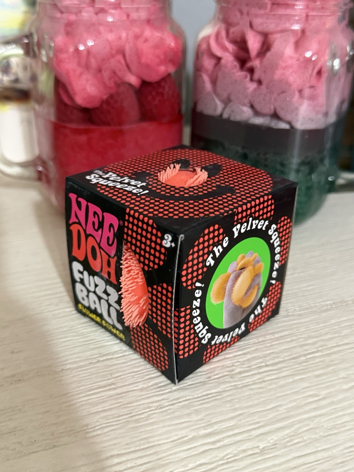 Orange Needoh FUZZ BALL Flower Power Nee Doh Squishy NEE-DOH Fuzzball AUTHENTIC