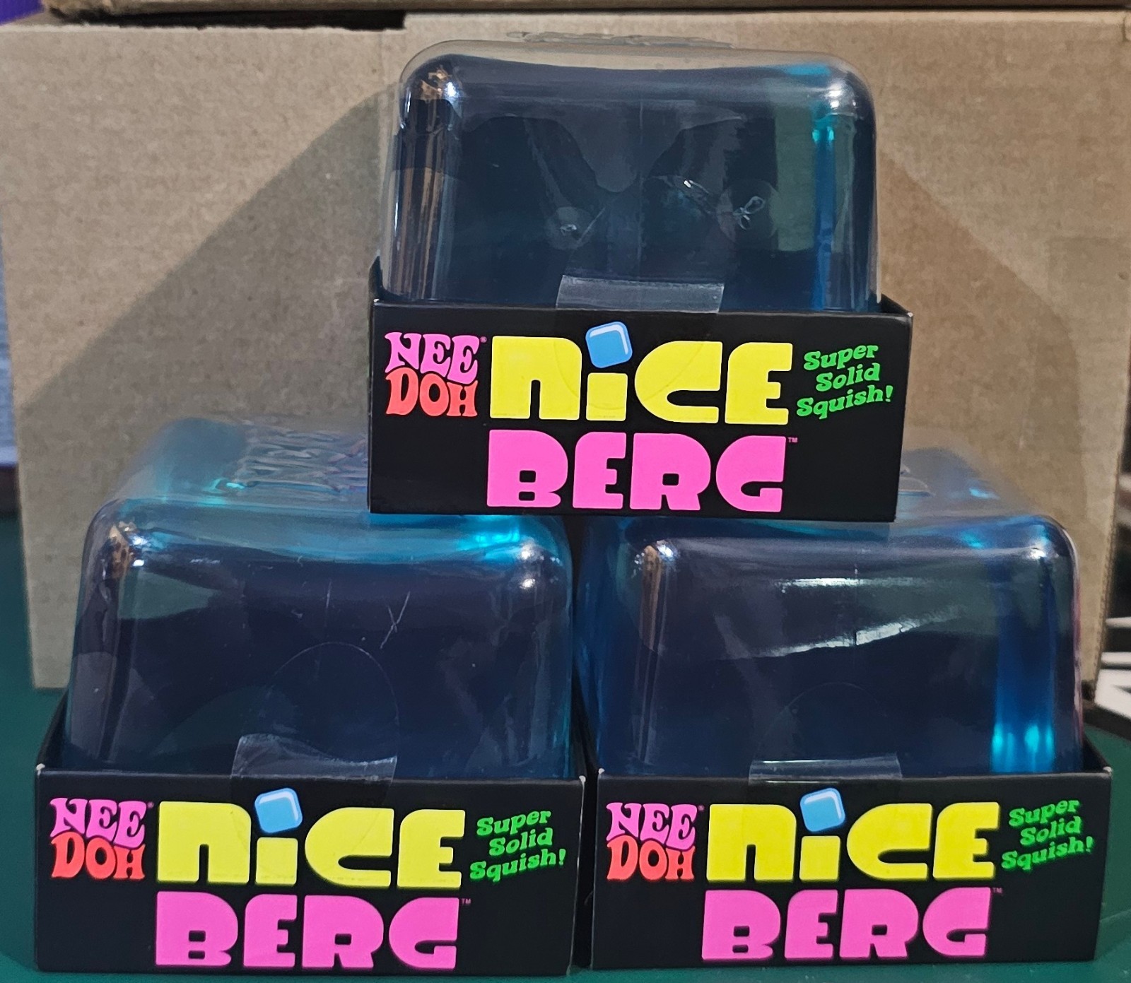 Authentic NeeDoh Nice Berg Blue XL Giant Super Solid Squish Cube New ***RARE**