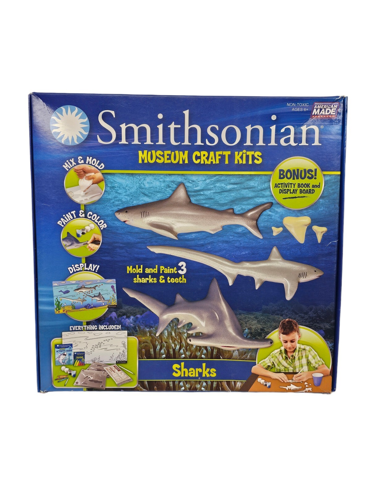 Smithsonian Museum Craft Kit – Sharks! Everything Included Ages 6+ New