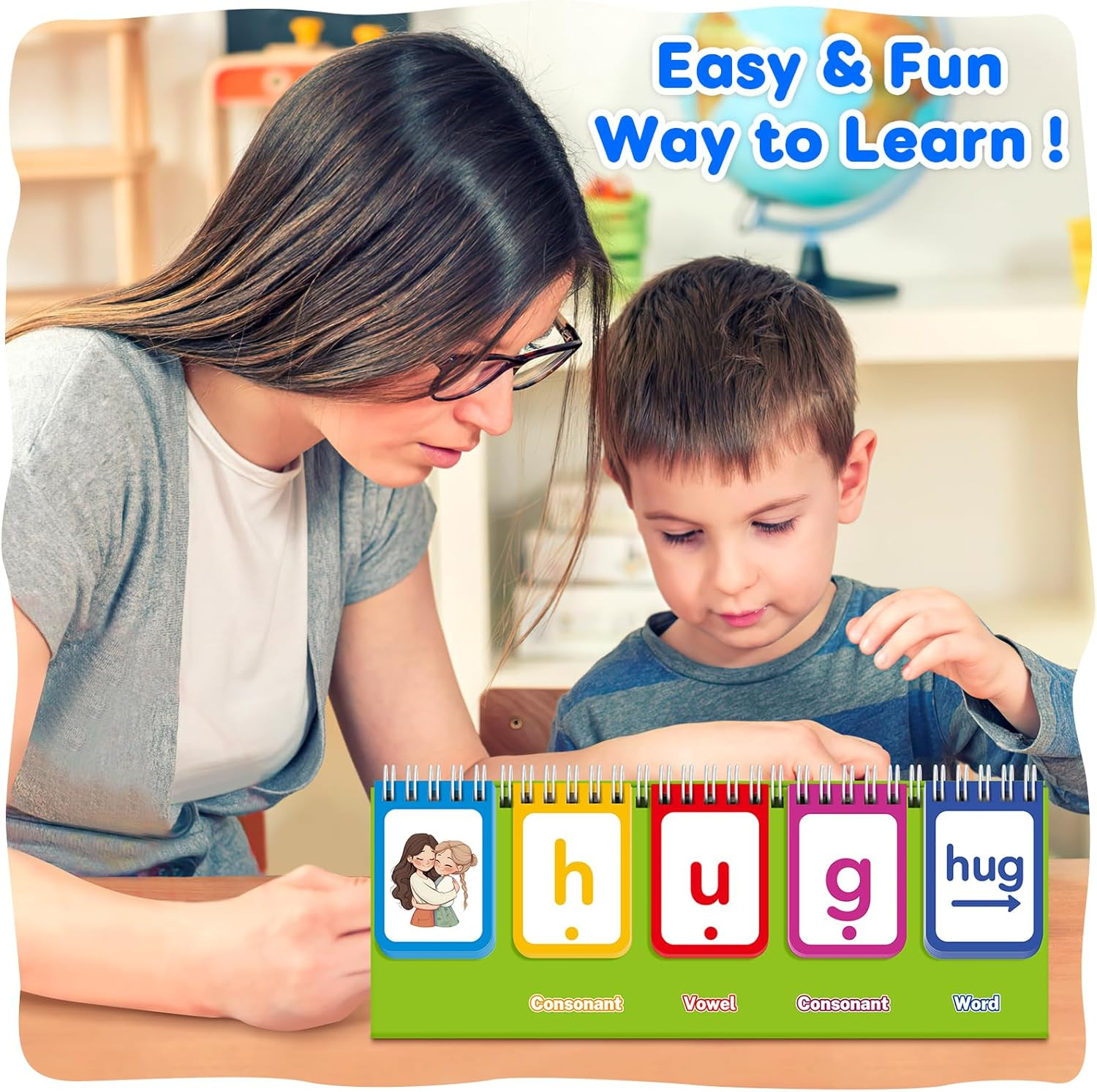 CVC Word Games,Phonics Flash Cards for Preschool Kindergarten Learning Activity,