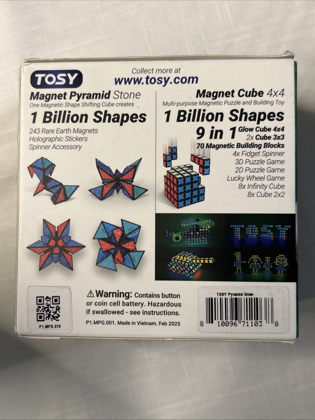 TOSY Magnet Pyramid Glow 1 Cube Transforms 1 Billion Shapes UV Butterfly Puzzle!