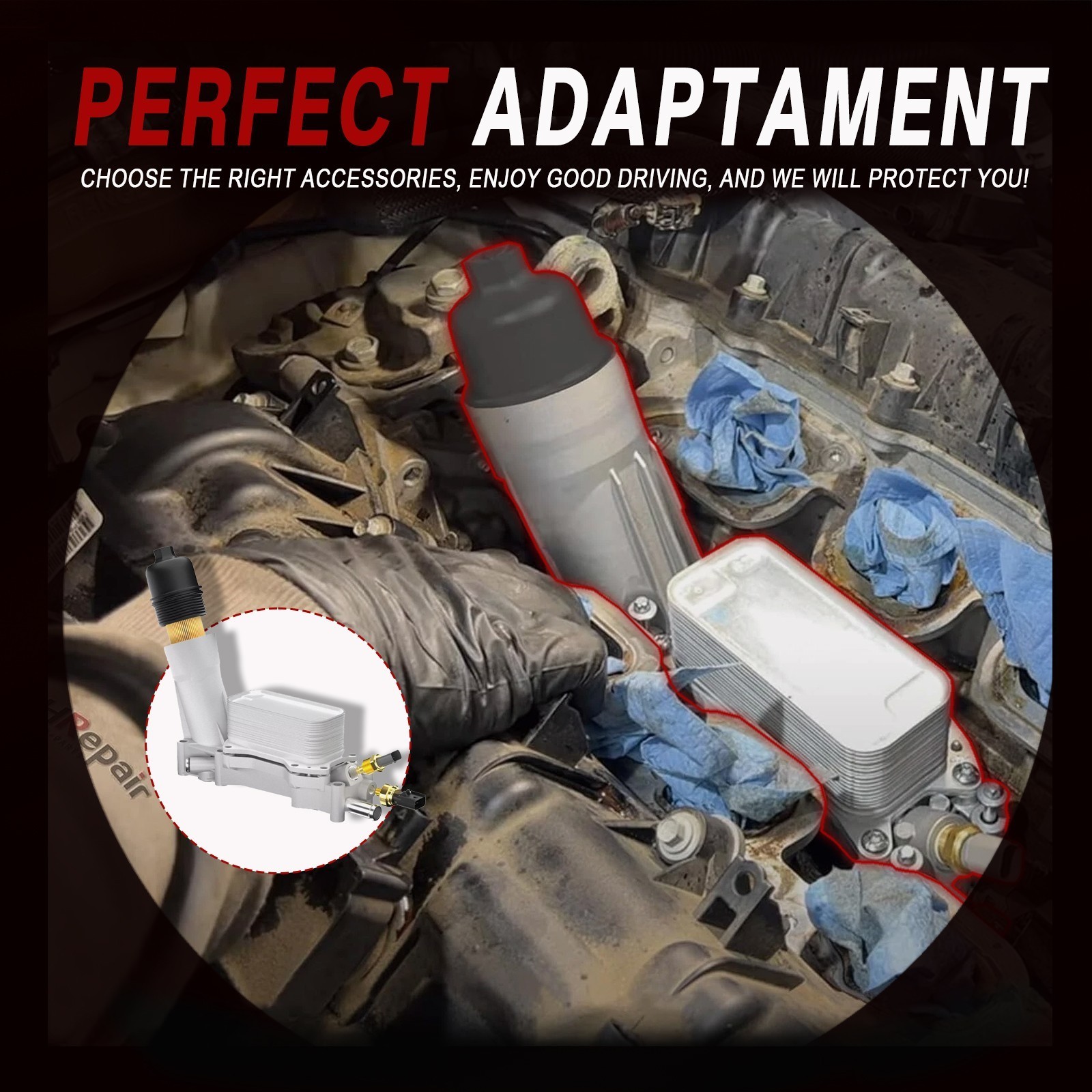 Aluminum Engine Oil Cooler Filter Housing Fits 11-16 Dodge Jeep Chrysler Ram3.6L