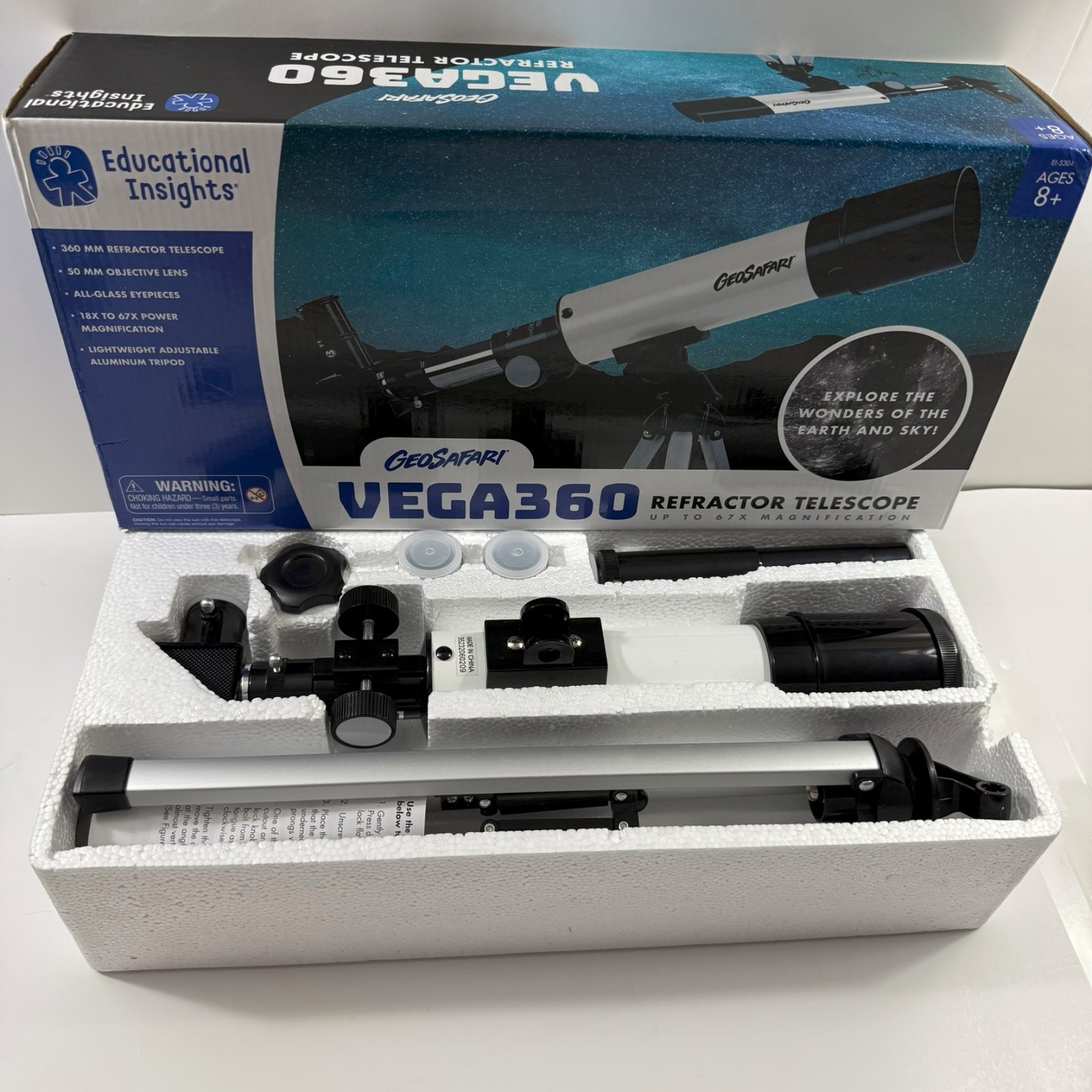 GeoSafari Vega360 Refractor Telescope Science Kids Teens STEM Homeschool 67X Mag