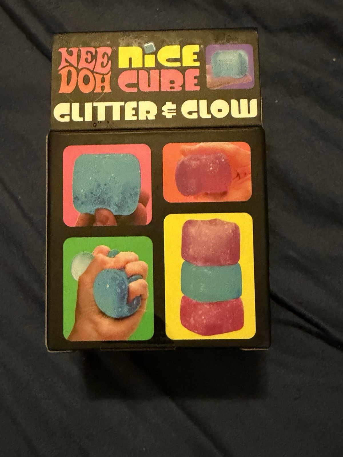 Schylling Nee Doh Nice Cube Glitter & Glow Super Solid Squeeze Ball Blue 25229HY