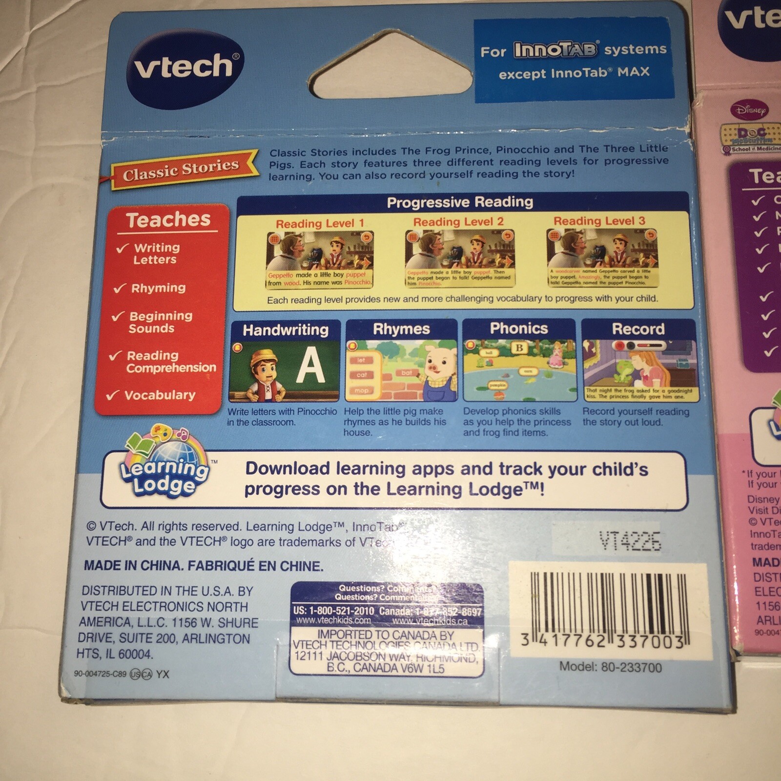 VTech Innotab Doc McStuffins 4-7 years Open Box Plus Reading Classic Sealed Lot