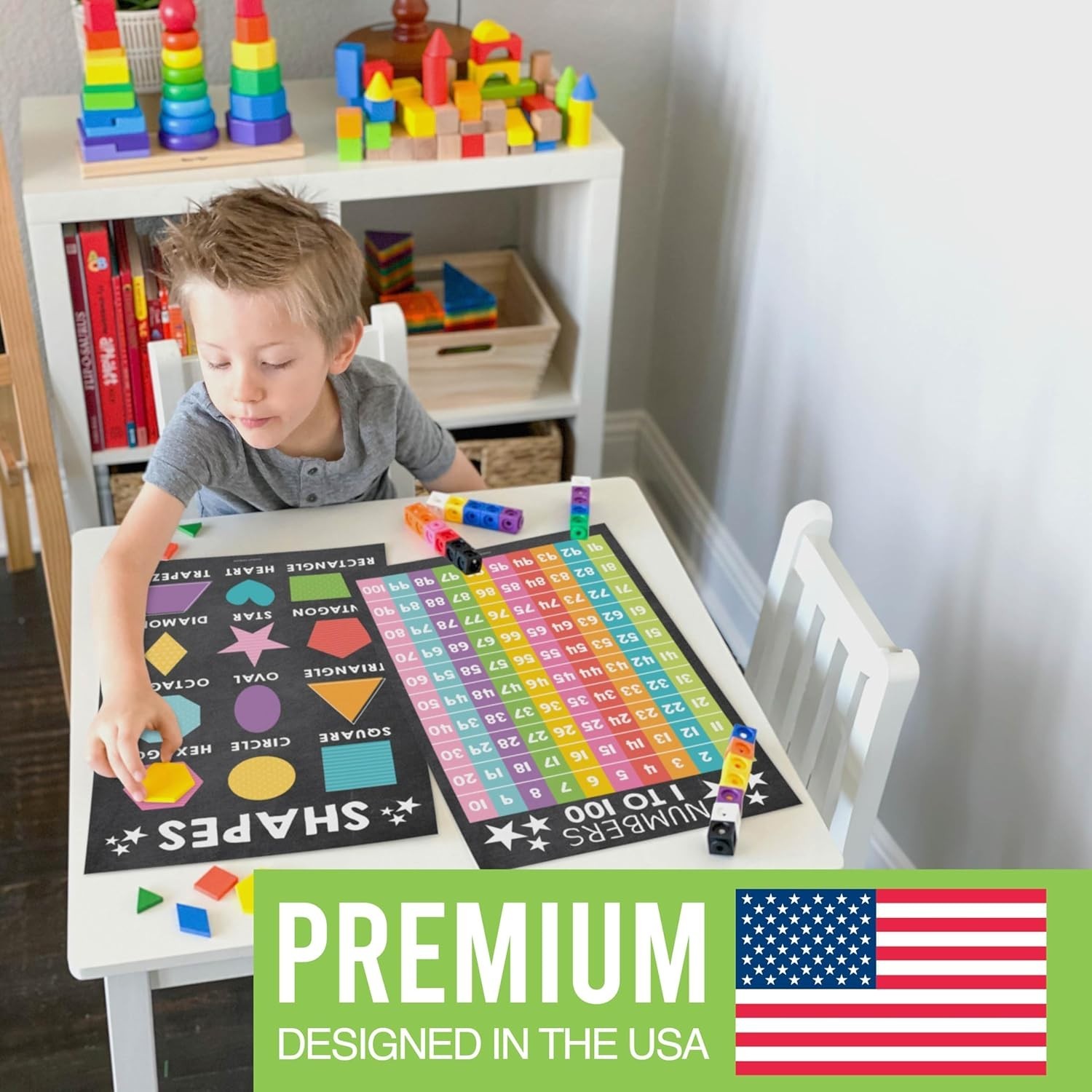 Toddler Educational Posters Set – Alphabet, Shapes, Numbers