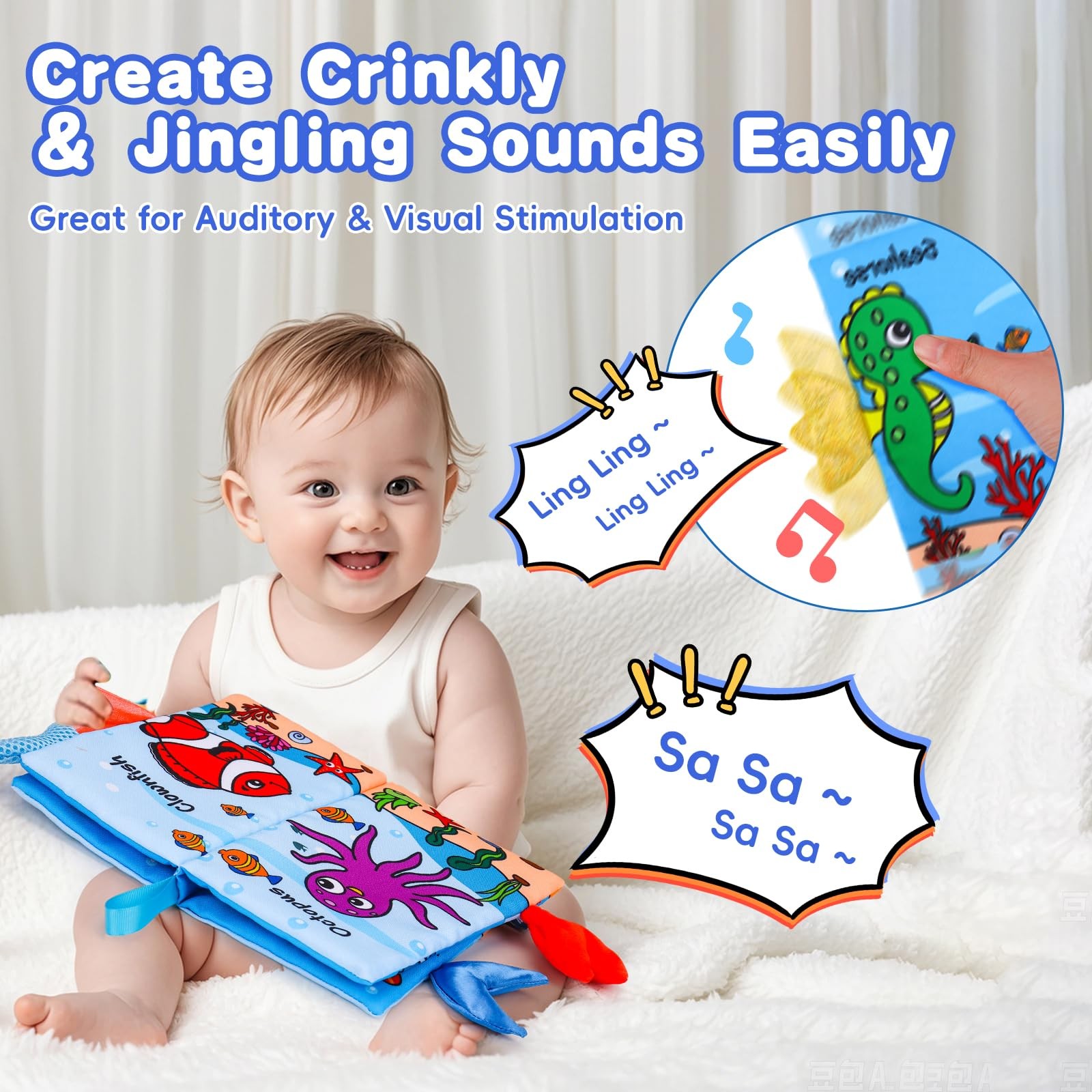 2PCS Baby Books 0-6 Months Infant Toys 0-3 3-6 6-12 Medium, Colorful