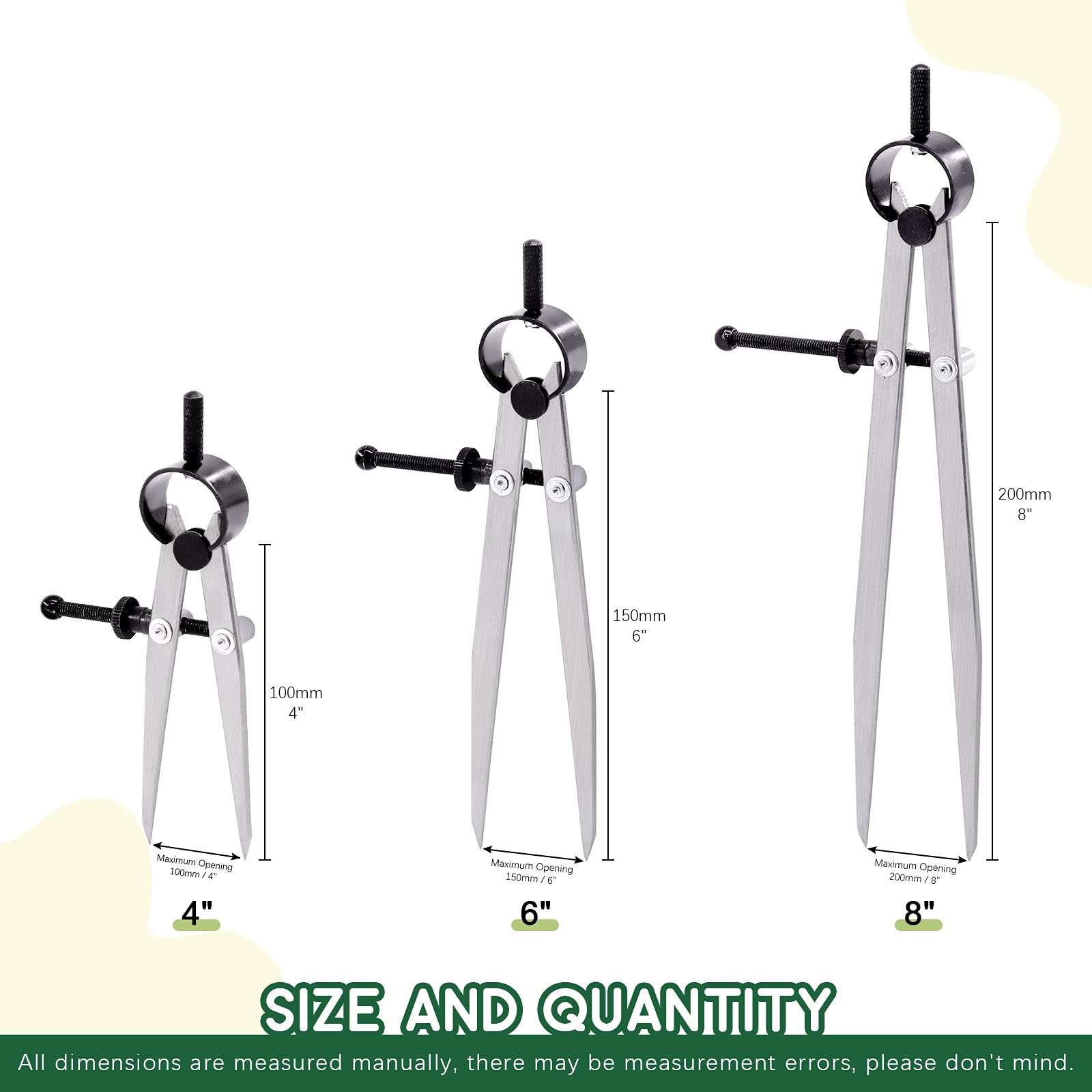 Keadic 3 Pcs Spring Wing Divider, 4” 6” 8” Adjustable Lockable Steel…