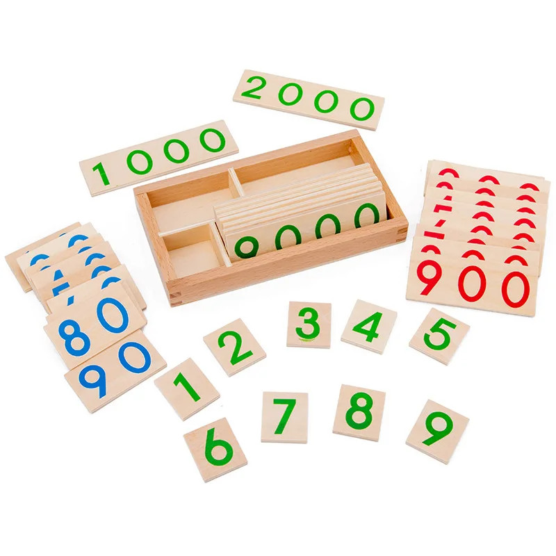 Wooden Numbers Card 1-9000 Montessori Learning Card Math Teaching Aids Preschool