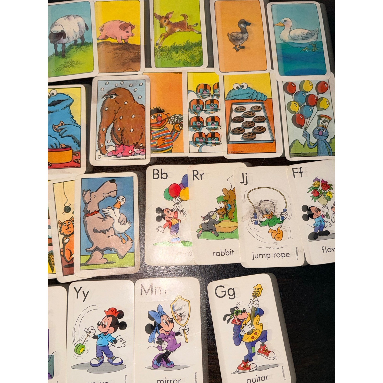 Vintage Disney Mickey Mouse & Sesame Street Muppets Flash Cards Lot 1970s 1990