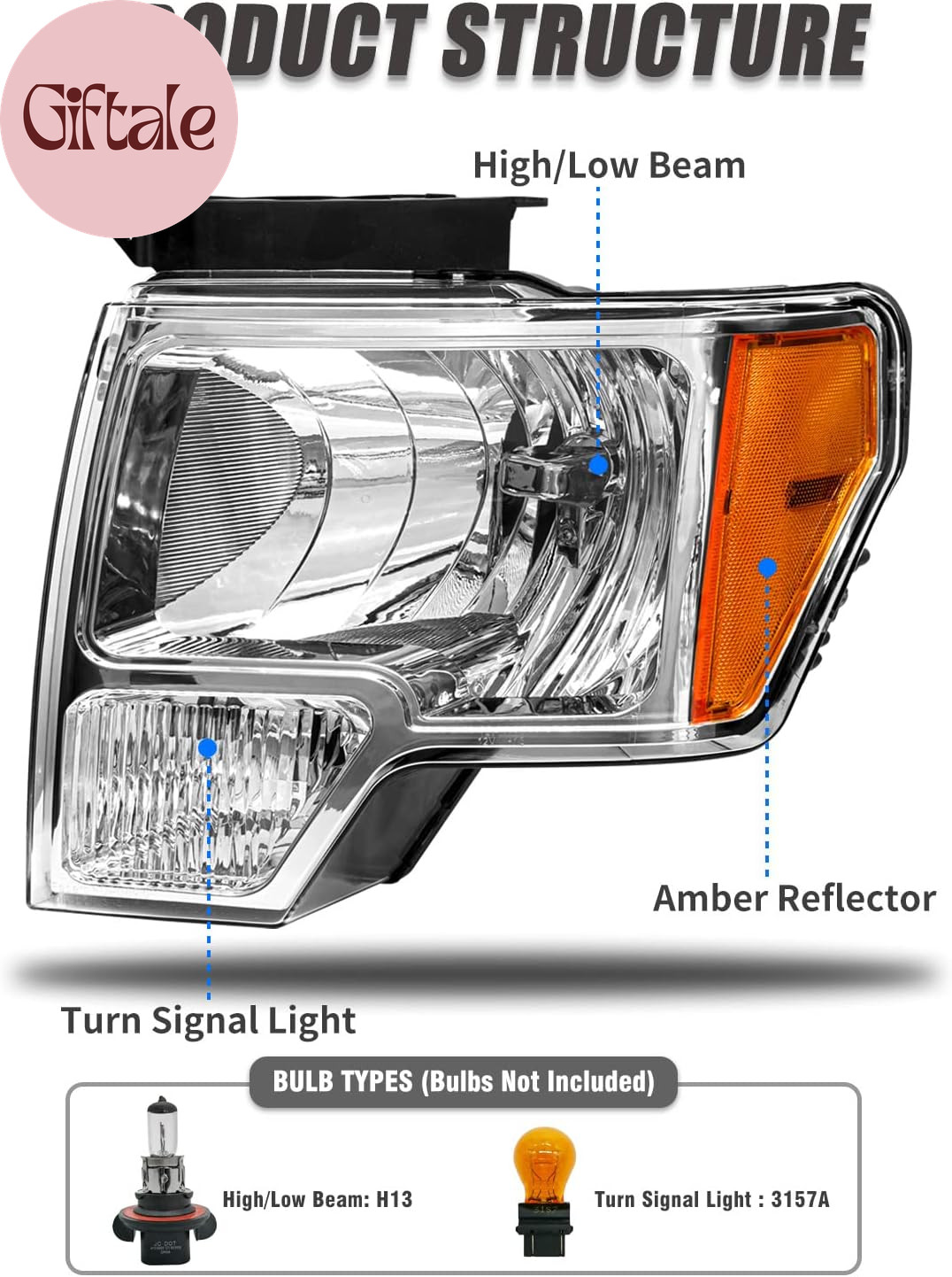 2009 2010 2011 2012 2013 2014 Ford F150 Pickup Headlight Assembly for 09-14 Ford