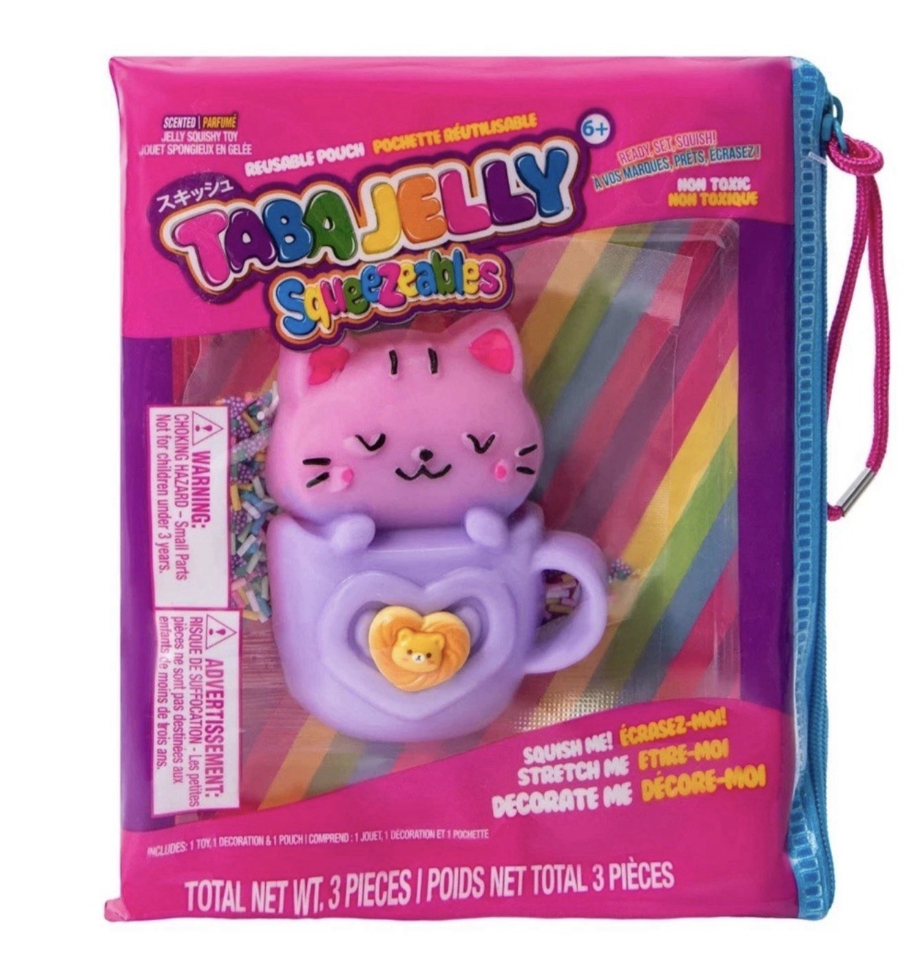 Taba Jelly Squeezeables Pink Cat Mug 4 Piece Squishy Kaylee Kitty Squishi