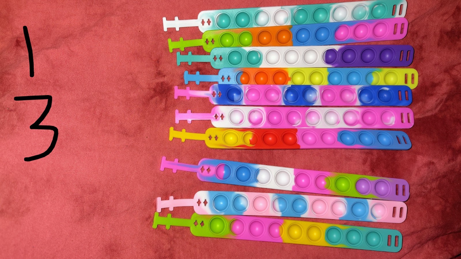 Multicolor Pop It Sensory Fidget Bracelets Lot Tactile Toy for Ages 3-11 Years
