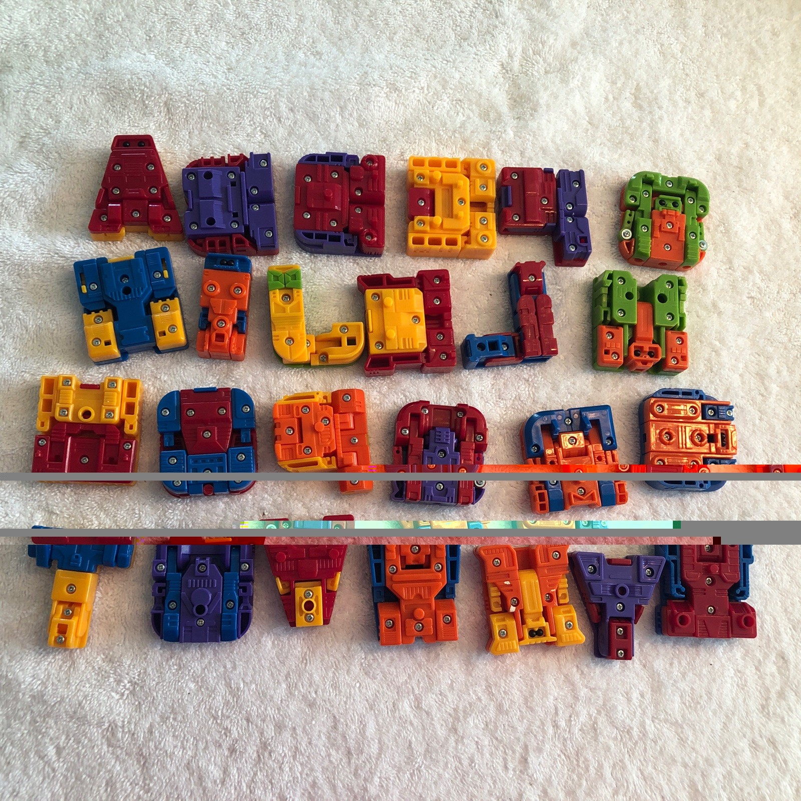 Alphabet Educational Alpha Bots Transforming Letters Lot of 25 Vintage Robots