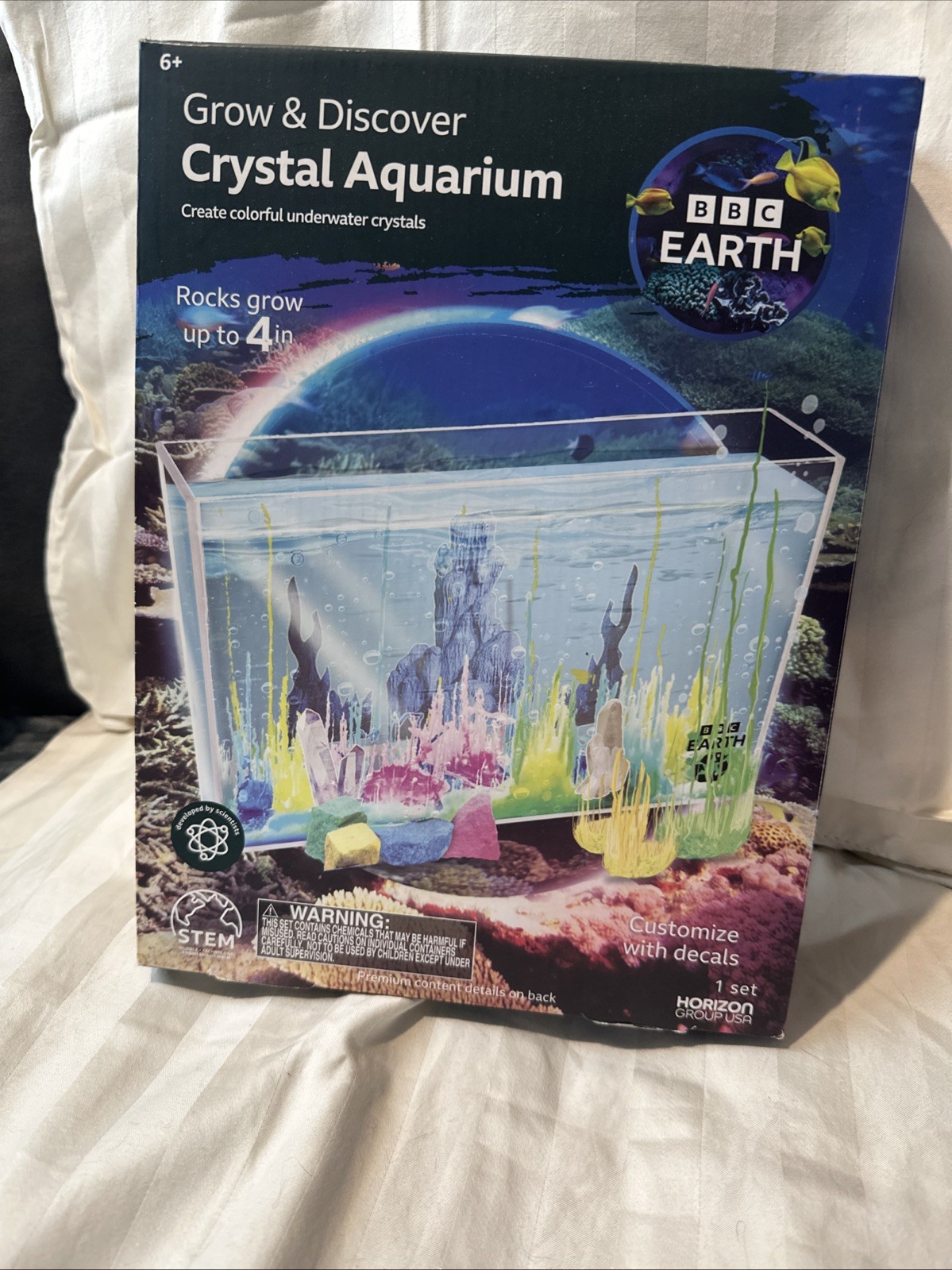 BBC Earth Grow & Discover Crystal Aquarium Grow Up To 4” Never Used Still Boxed