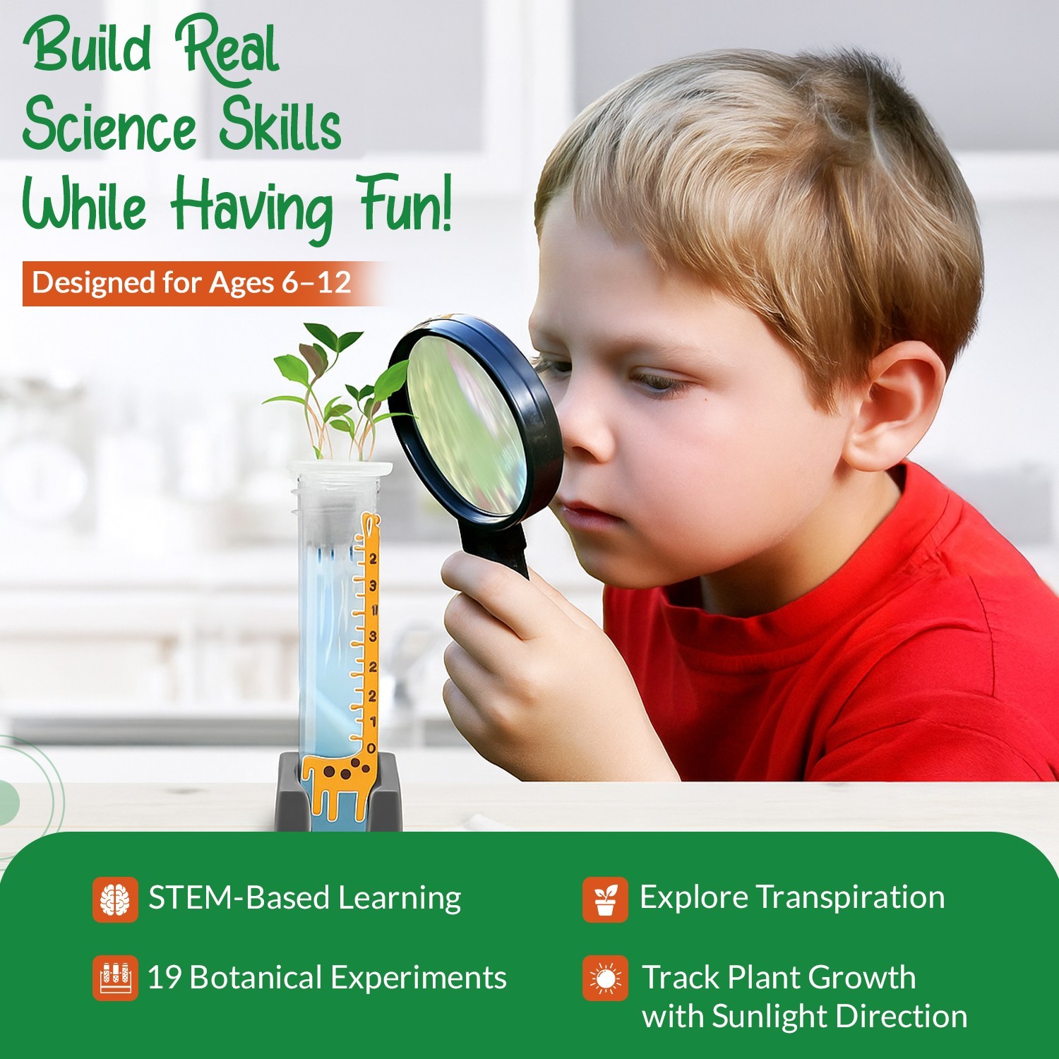 Plant Science Kit for Kids Ages 8-12 | STEM Educational Gift with 19 Experiments