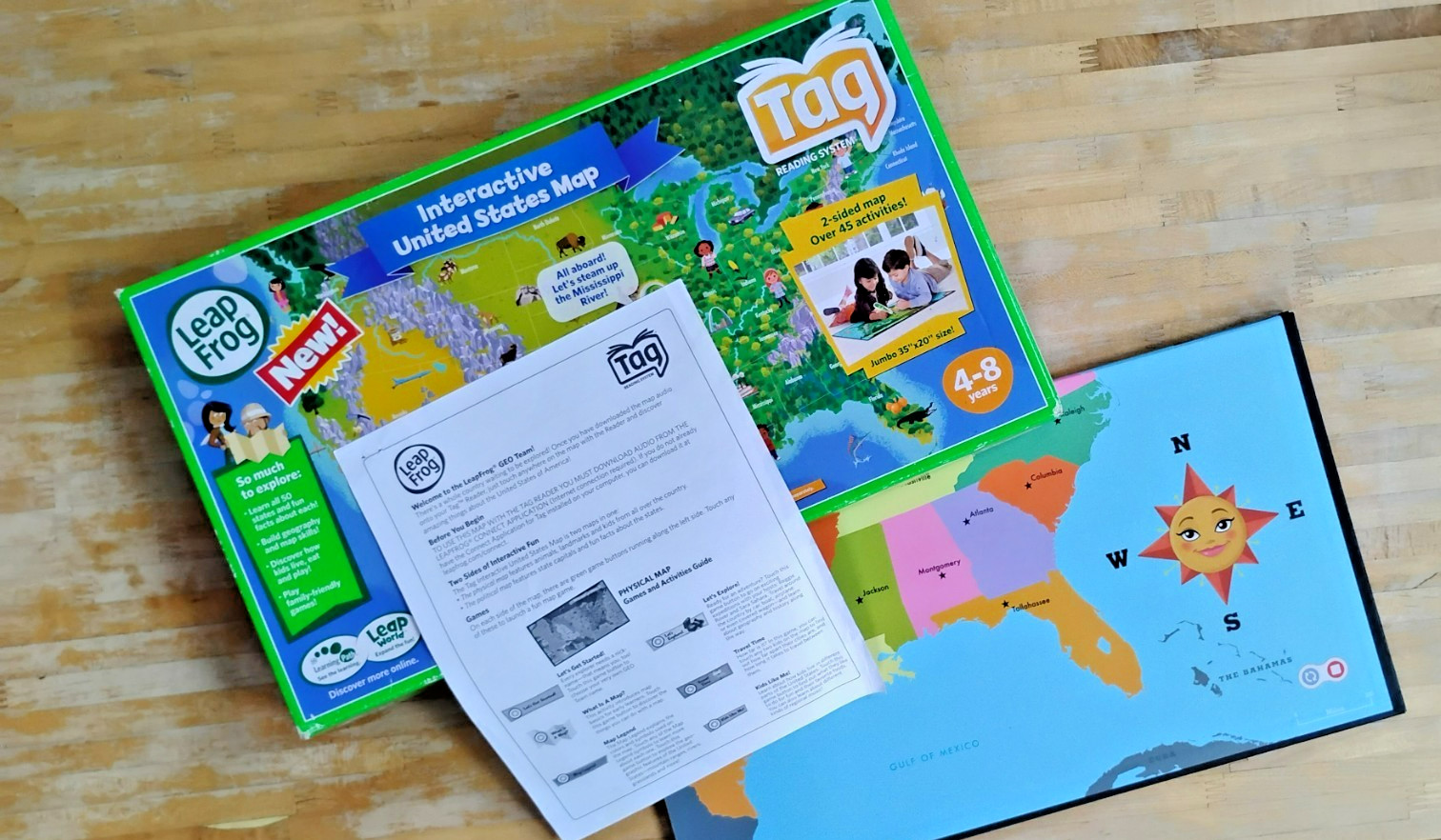 Leap Frog Tag Interactive Jumbo US Map 2 Sided- Tag Reader Sold Separately