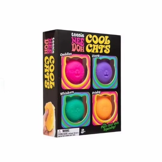 NeeDoh Teenie Cool Cats 4-Pack Schylling Squishy Kittens Fidget Stress Toy NIB