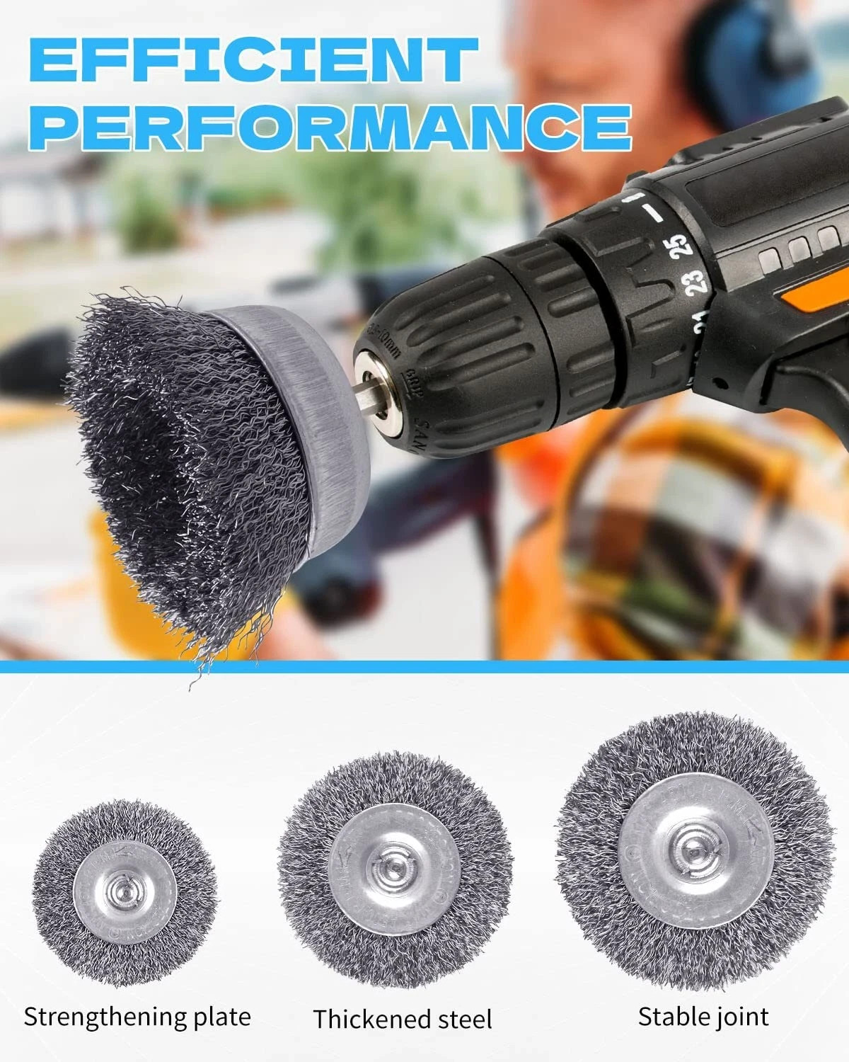 60 Pack Rocaris Carbon Steel Wire Wheel Brush Set – Cup, Wheel, and Pen Brushes
