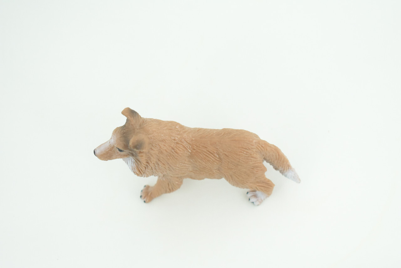 Collie Dog Toy, Brown Realistic Hand Painted Rubber Model, 4 Inches CH790 BB186